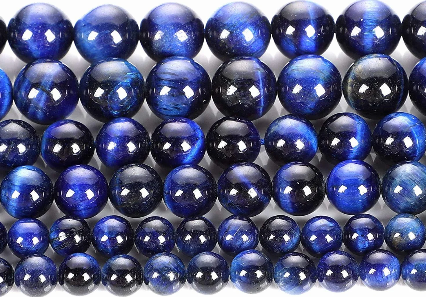 Zoya kamienie szlachetne i biżuteria, 35,5 cm sznurek 6 mm koraliki z naturalnego kamienia, lapis lazuli, tygrysie oko, kryształ szlachetny / gładkie okrągłe luźne koraliki do produkcji biżuterii (bransoletka, naszyjnik, kolczyki) - ciesz się zabawą DIY,