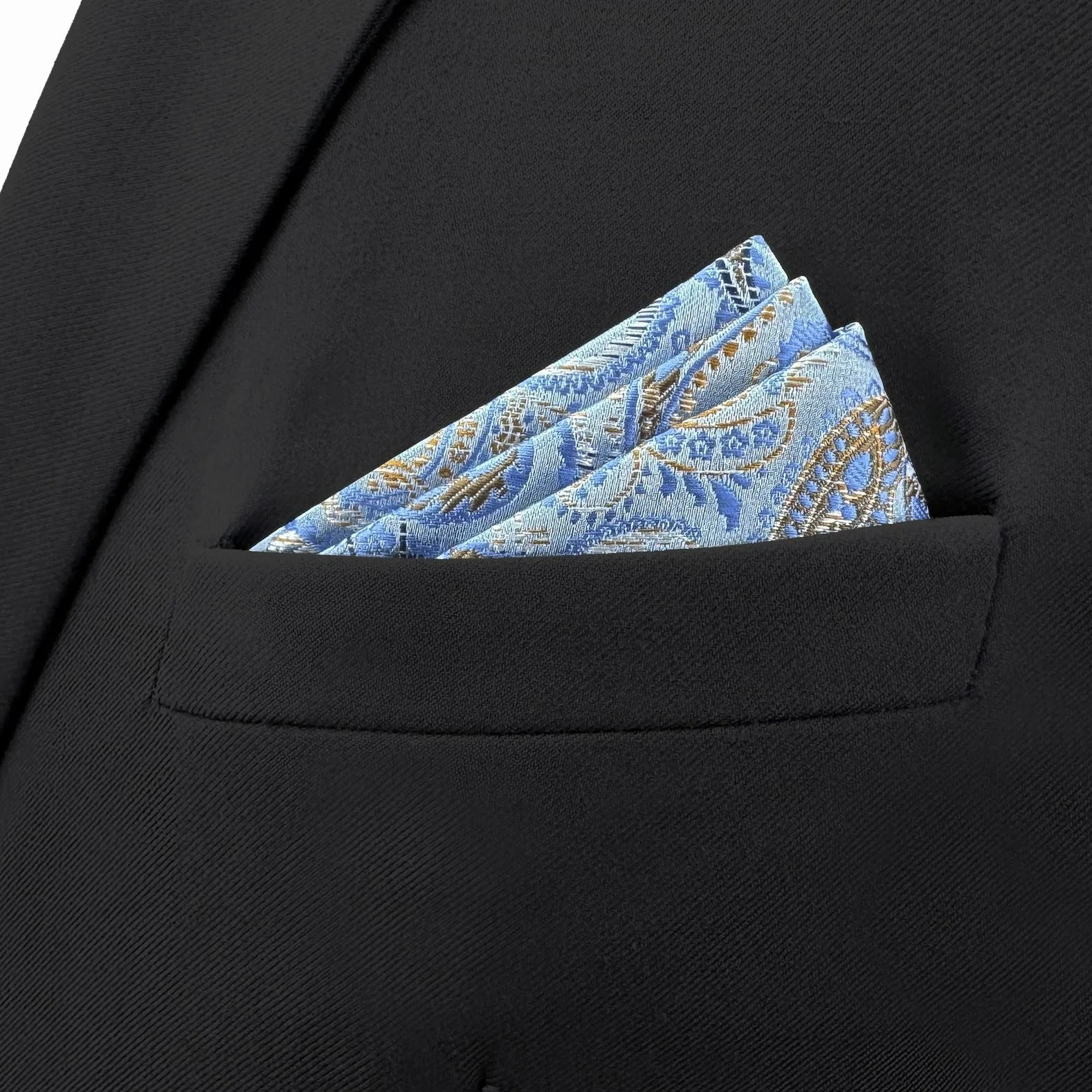 S&W SHLAX&WING Niebieskie męskie poszetki Paisley Silk Large Hanky 32cm Groomsmen męskie poszetki