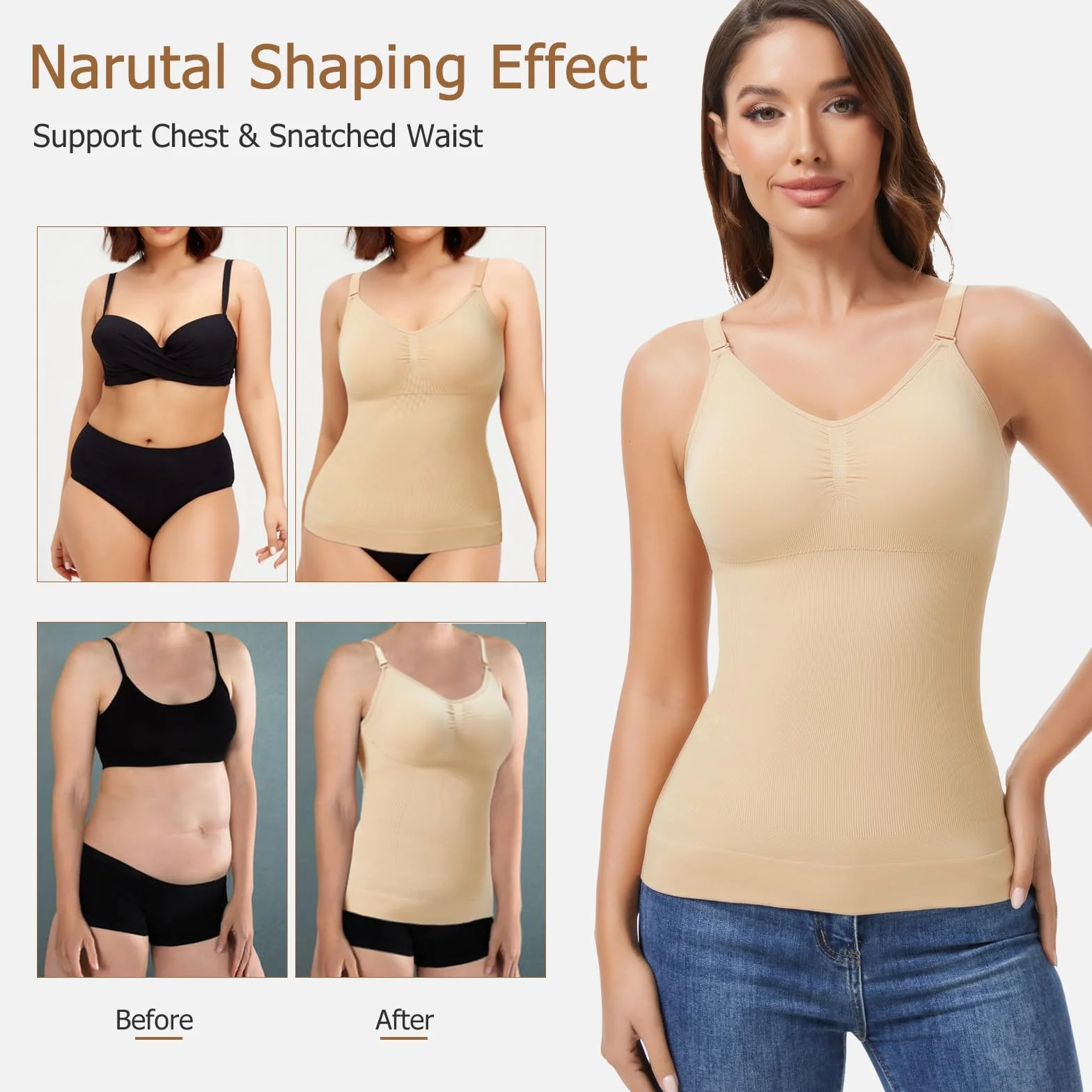 Joyshaper Damski top rzeźbiący brzuch płaski tank top z biustonoszem wyszczuplający body modelujący bezszwowy pas