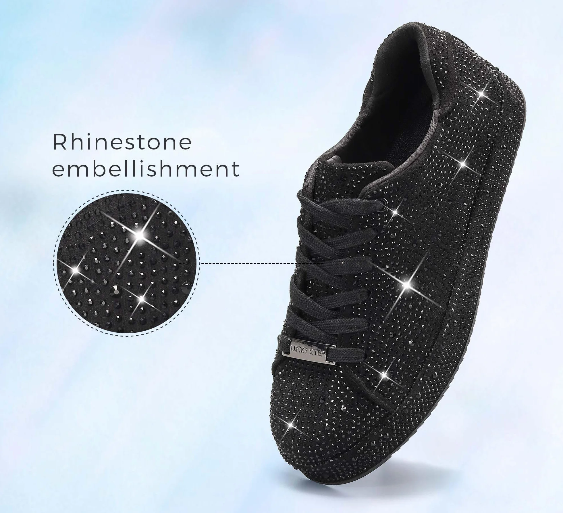 LUCKY STEP Platforma Rhinestone Moda Brokatowe Trampki | Błyszczące Błyszczące Oszałamiające Ślubne Błyszczące Buty dla Kobiet