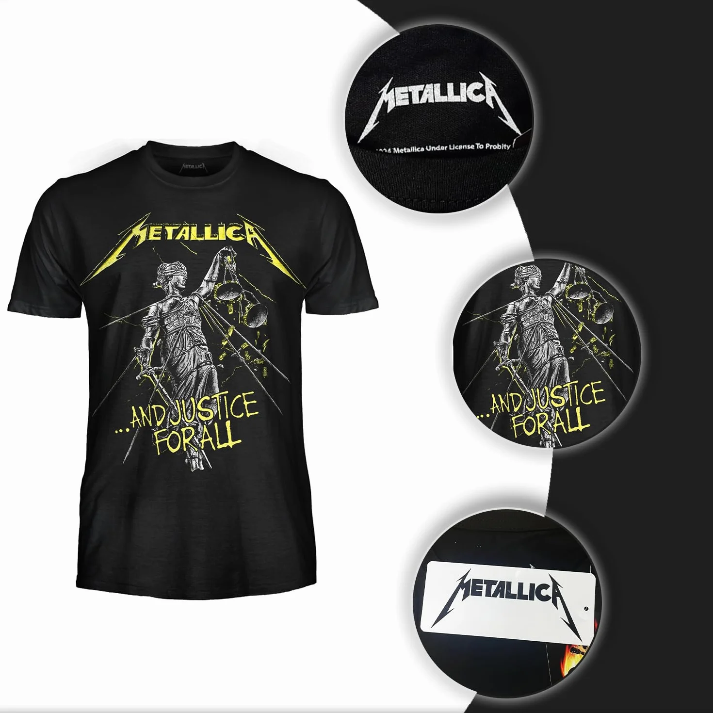 Metallica T-shirt And Justice for all. Oficjalna koszulka rockowa z zespołu Heavy Metal, koszulka unisex dla dorosłych chłopców.