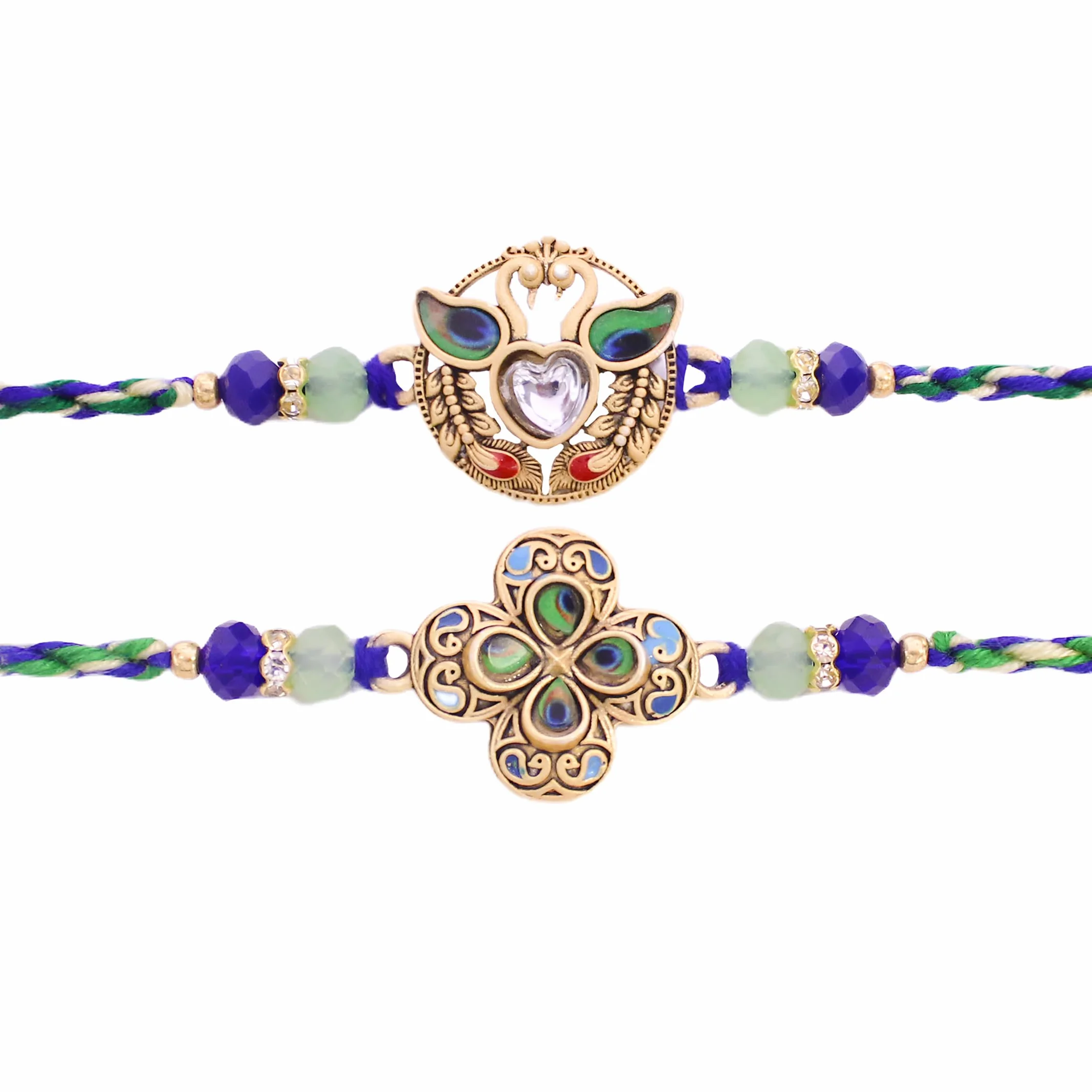 TIED RIBBONS Raksha Bandhan Rakhi for Brother Set of 2 Rakhi Set | Bhai Rakhi with Card | Roli Chawal Packet - Rakhi Bracelet for Brother Rakhi 2 Set | Rakhi for Bhaiya Bhai | Rakhi Thread