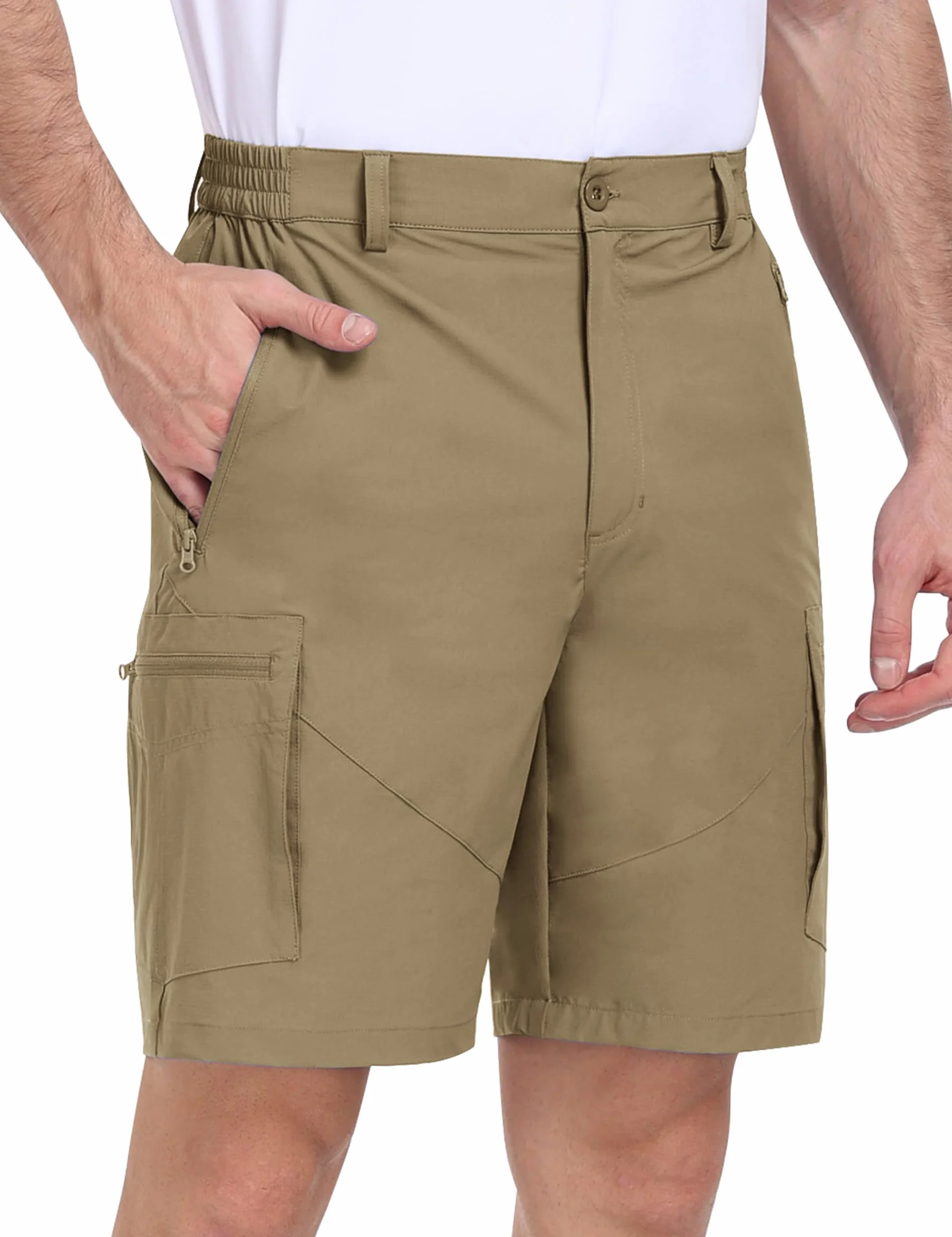 MoFiz Krótkie spodenki męskie, cargo, outdoorowe, na lato, lekkie, szybkoschnące, do golfa, krótkie spodnie trekkingowe, spodnie sportowe, krótkie, z 5 kieszeniami