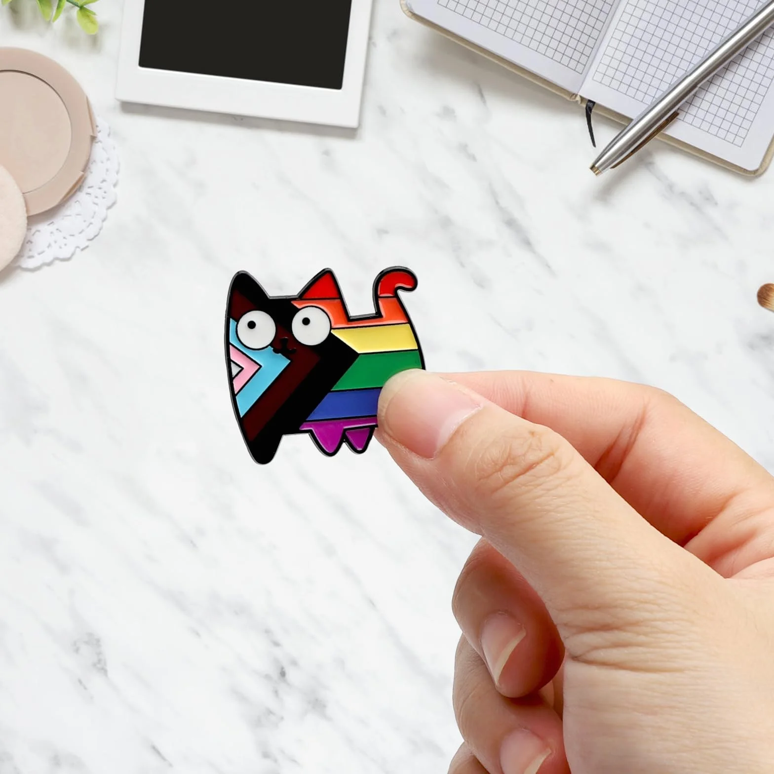 2 sztuki tęczowych przypinek Pride, przypinki z kotami, tęczowe urocze broszki z kotami, przypinki, przypinki anime, urocze koty akcesoria pin LGBTQ do ubrań, torebek, plecaków