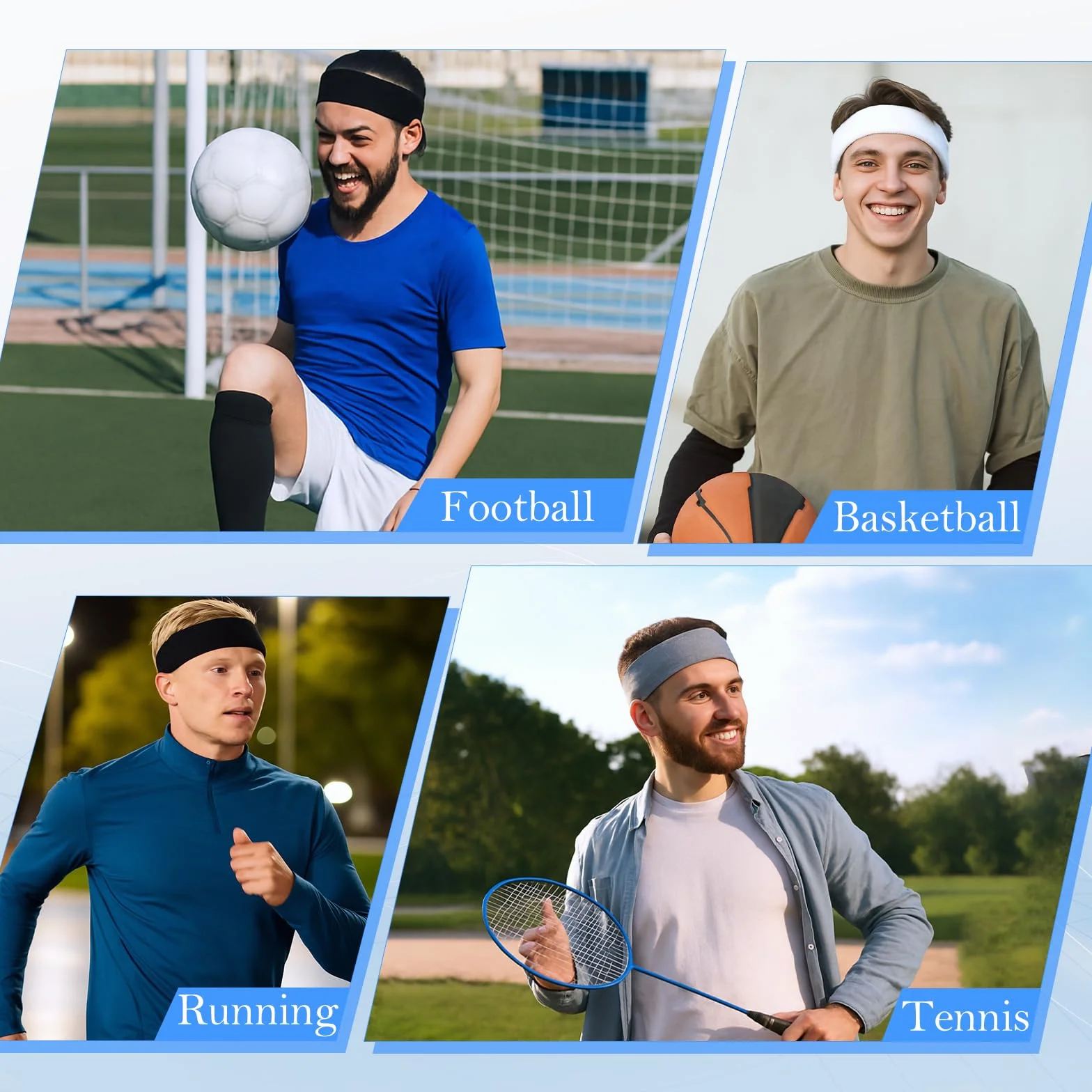 Bewudy Opaski na głowę dla kobiet, antypoślizgowe, 7 cm, miękkie, elastyczne opaski do włosów, proste, retro, jednolity kolor, sportowa opaska na głowę, do ćwiczeń, jogi, biegania, białe, czarne