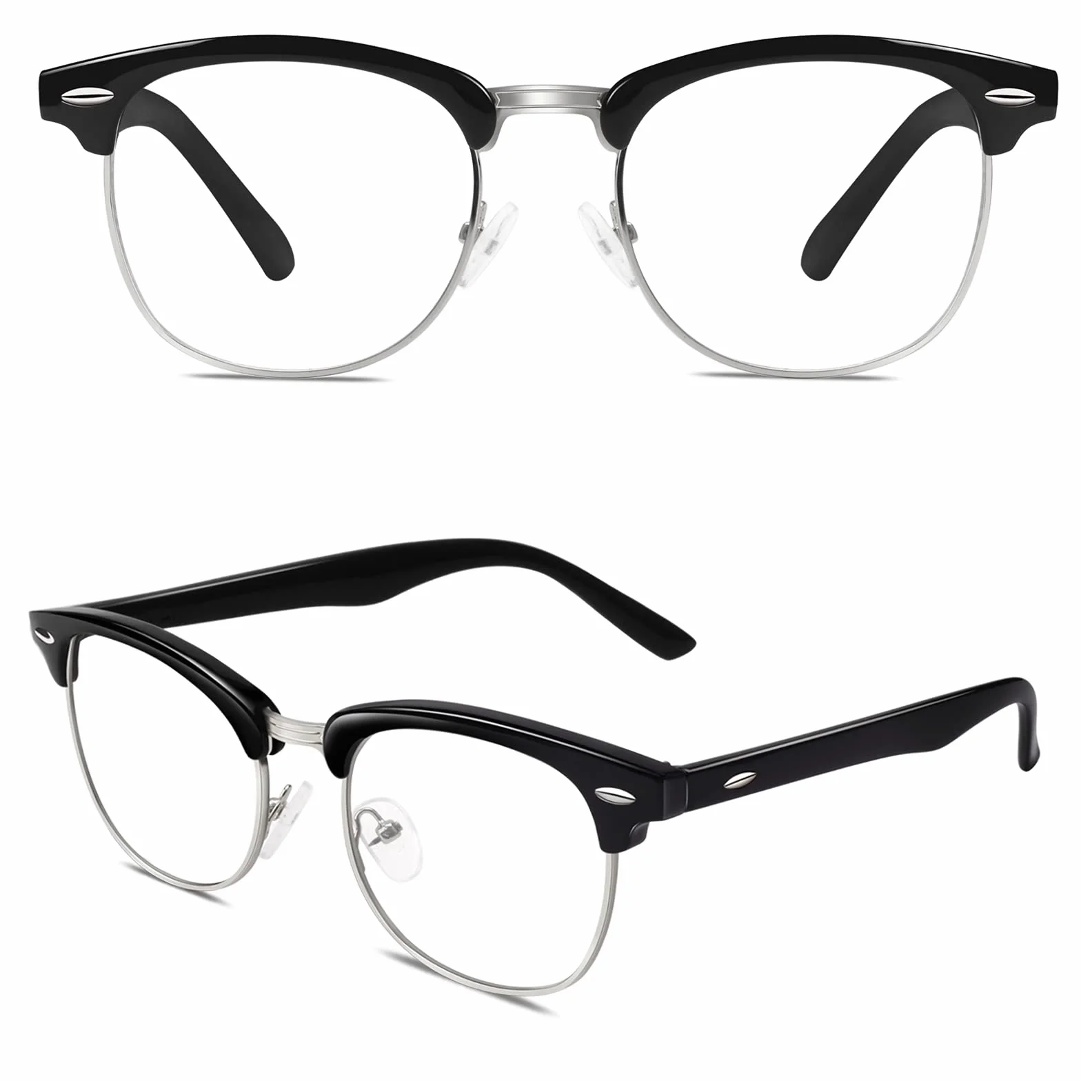 Happy Store CN56 Vintage Inspired Classic Horn Rimmed Nerd UV400 przezroczyste soczewki okulary