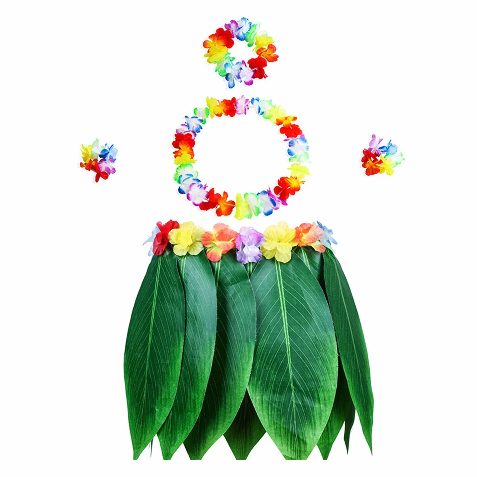 Hawajski naszyjnik z motywem trawy, spódnice hawajskie, girlanda z liśćmi hula rock i hawajski zestaw trawy, sztuczne kwiaty hibiskusa, na imprezę plażową, imprezę tematyczną, karnawał, imprezę