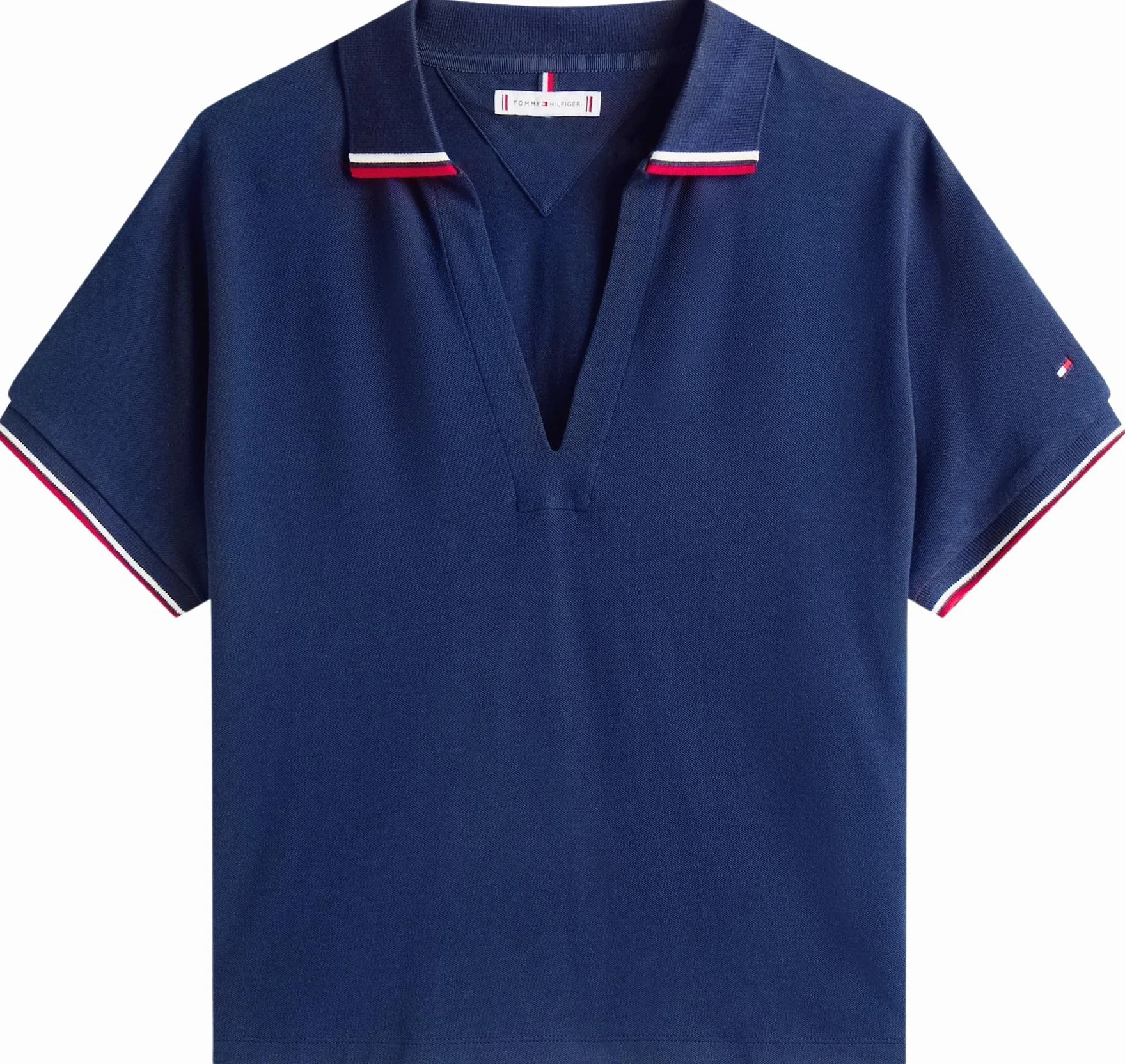Tommy Hilfiger Lyocell Tipping Open SS Polo Ww0ww46512 Polo S/S damska, Niebieski (Dark Night Navy), L