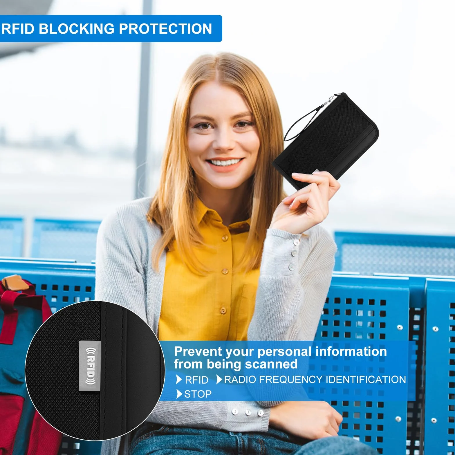 Organizer na paszport z zawieszką bagażową, etui na paszport z blokadą RFID, organizer na dokumenty podróżne, przenośne etui na paszport, etui na dowód osobisty dla kobiet i mężczyzn