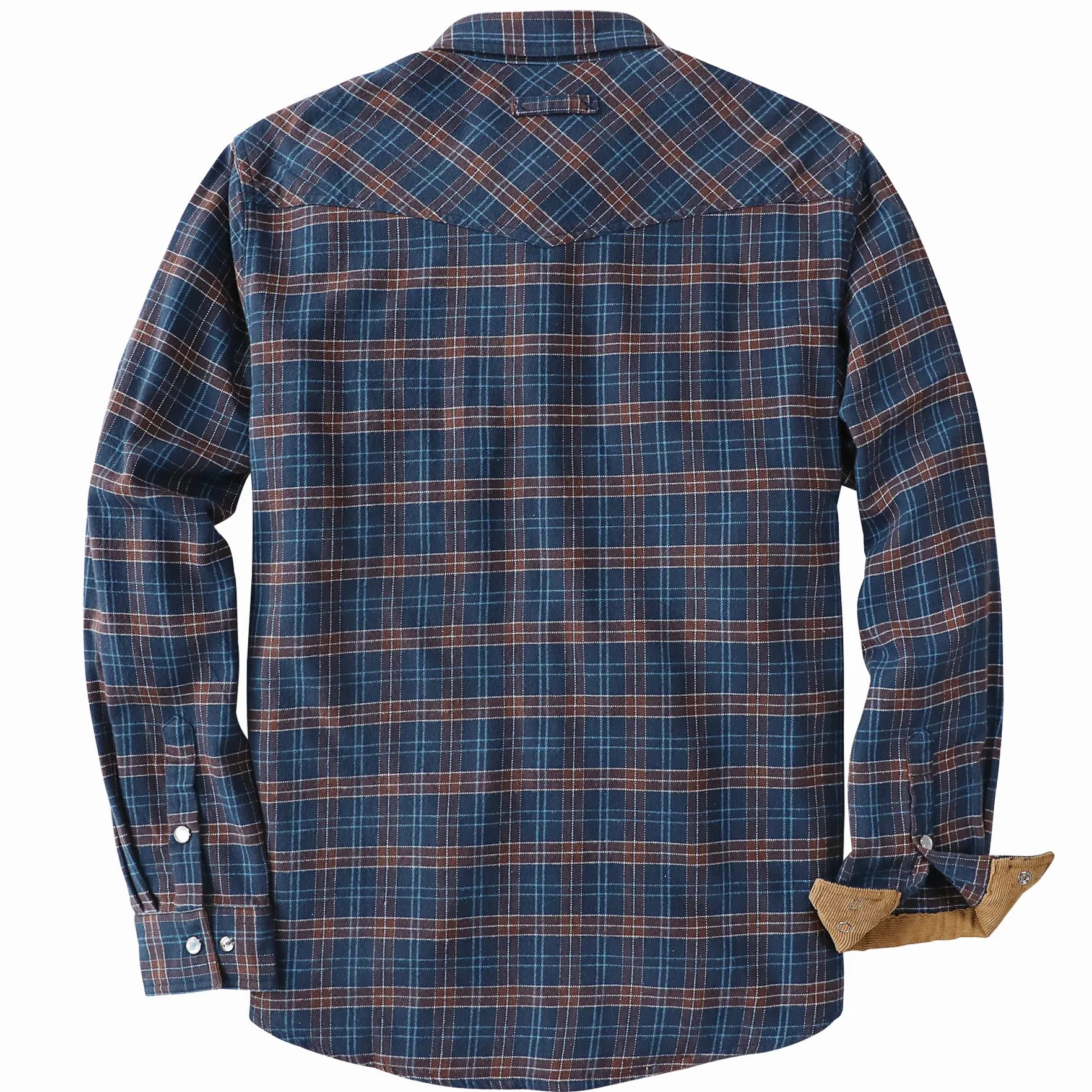 Dubinik® Koszula flanelowa, 170 g, dla mężczyzn, westernowa, perłowe zatrzaski, z długim rękawem, na co dzień, przytulna, vintage, kowbojska, krata, miękka, czysta bawełna