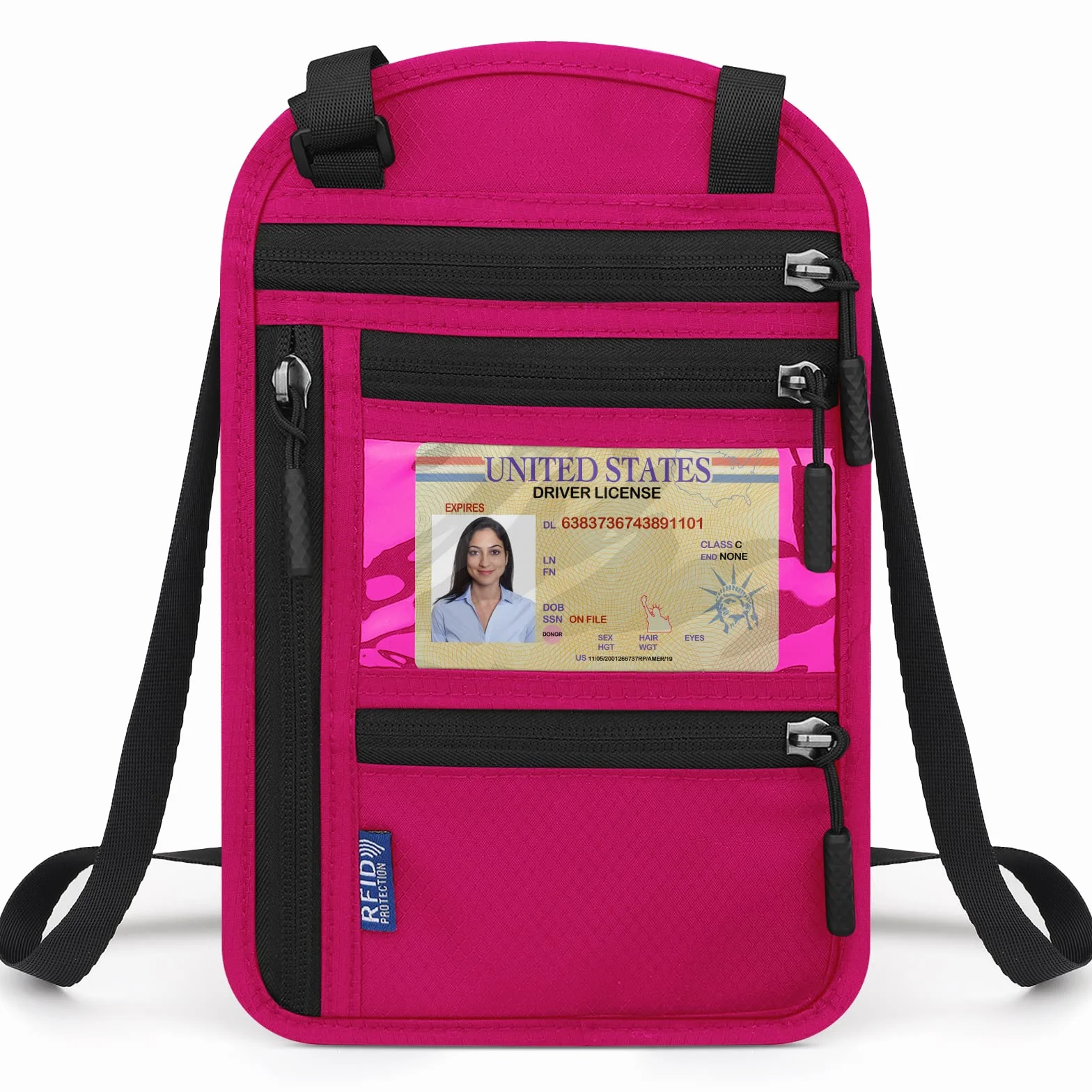 Saszetka na szyję, dla mężczyzn i kobiet, paszportówka, ochrona RFID, bezpieczna saszetka podróżna, organizer na akcesoria podróżne, kieszeń na bilet lotniczy, smartfon, dokumenty podróżne