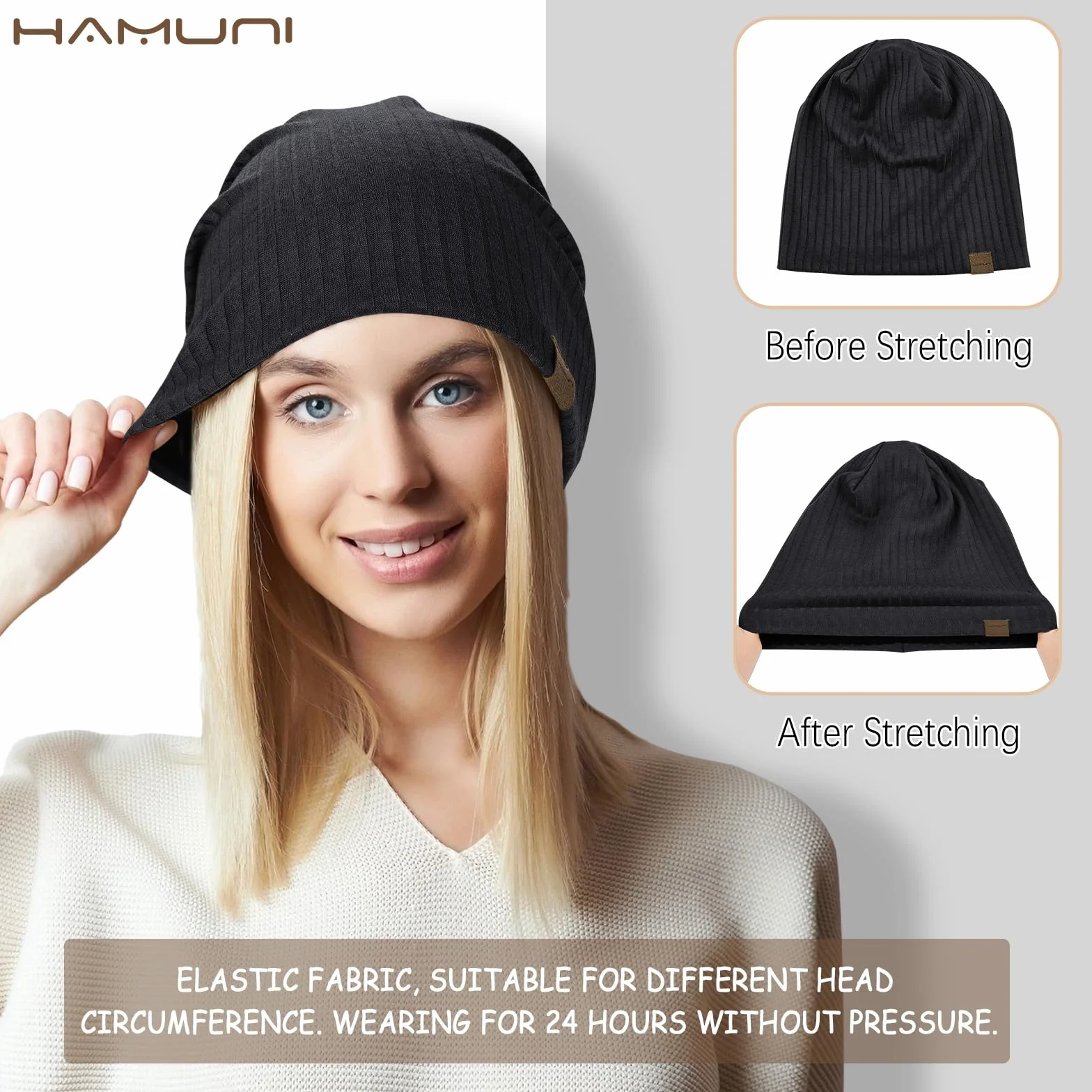 HAMUNI Slouchy beanie hip-hop miękka lekka czapka do biegania oddychająca i elastyczna czapka dla dorosłych karłowata czapka chemioterapia czapka z czaszką dla mężczyzn kobiet