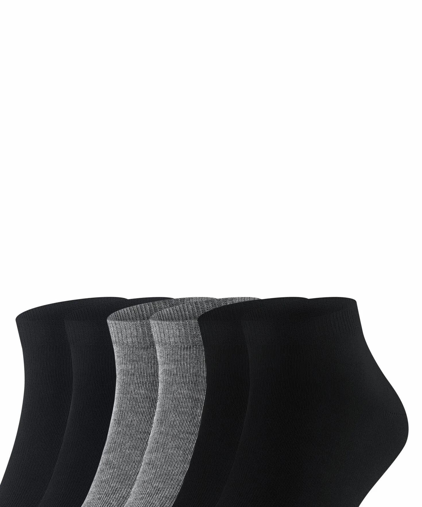 FALKE Mężczyźni Skarpety do trampek Happy Multipack M Sn Bawełna krótkie jednokolorowe 6 Pak, Wielokolorowy Black Grey 0010, 43-46