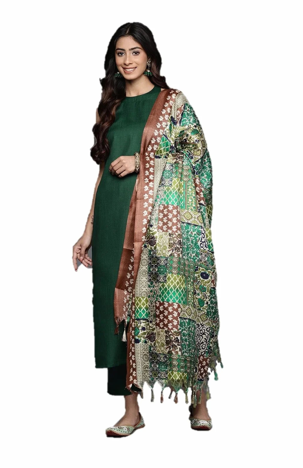 HSD Zestaw kurti dla kobiet w stylu indyjskim z dupatta indyjska odzież imprezowa zestaw kurta dla kobiet ze spodniami
