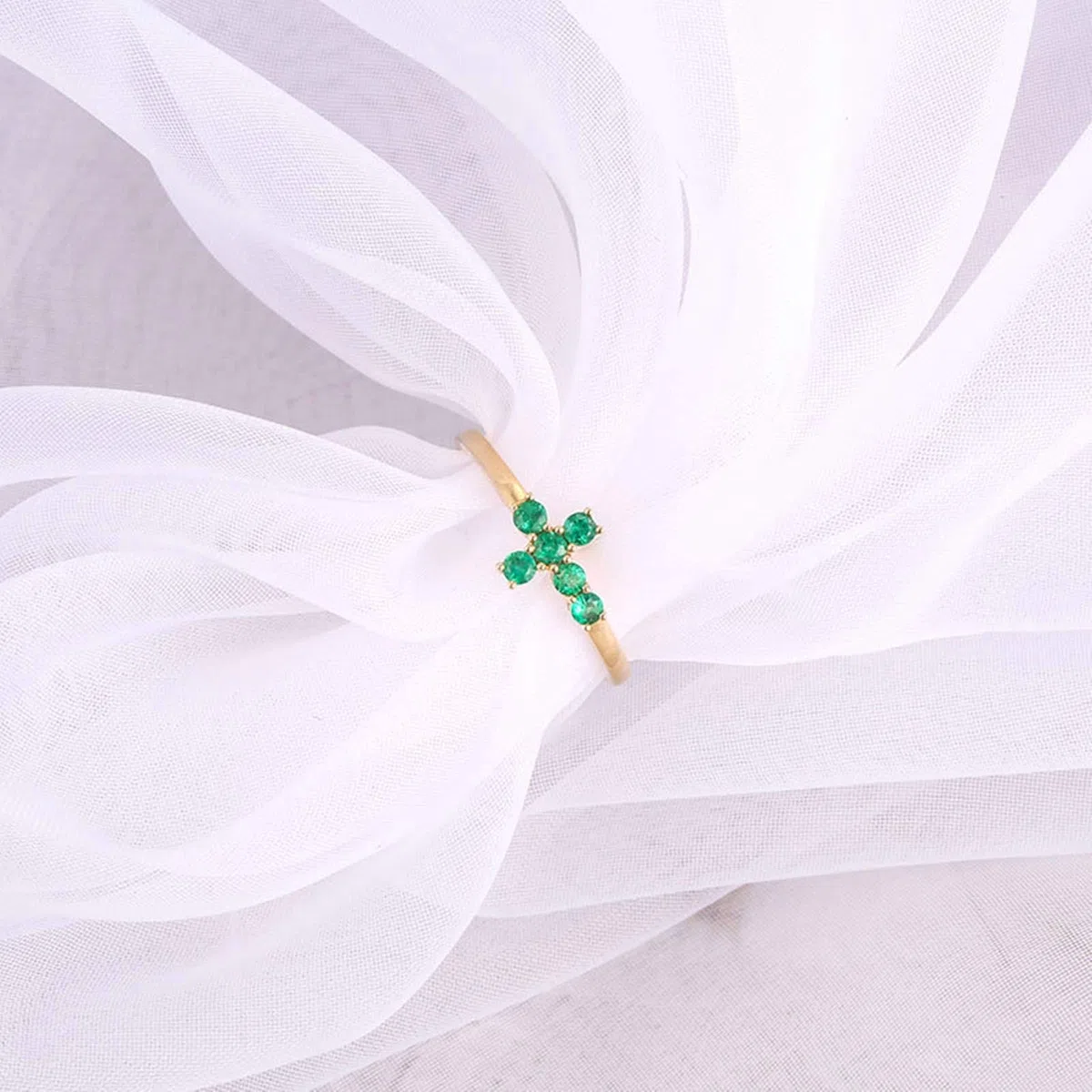 Beydodo Pierścionek damski złoty 18 karatów z diamentem krzyżyk ze szmaragdowym pierścionek zaręczynowy złoty pierścionek ślubny e 18 karatów (750) żółte złoto, 52 (16,6), colore: złoto, cod. TLLWGZ5183