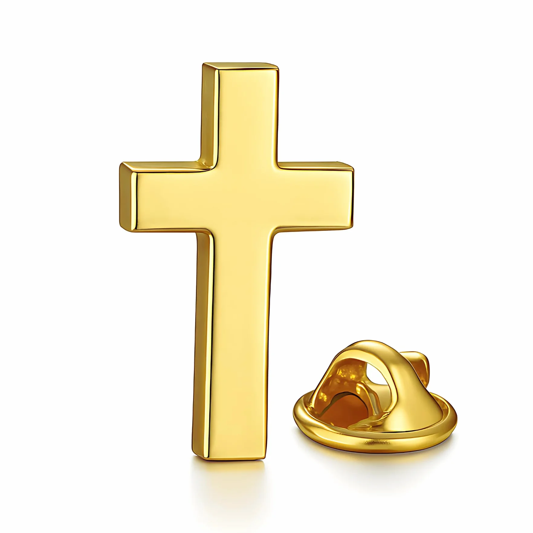 Zestaw dwóch złotych i srebrnych szpilek z krzyżem chrześcijańskim | Katolicki metalowy grawerunek laserowy w kolorze złotym | Katolicka przypinka do klapy religijnej, broszka dla mężczyzn i kobiet
