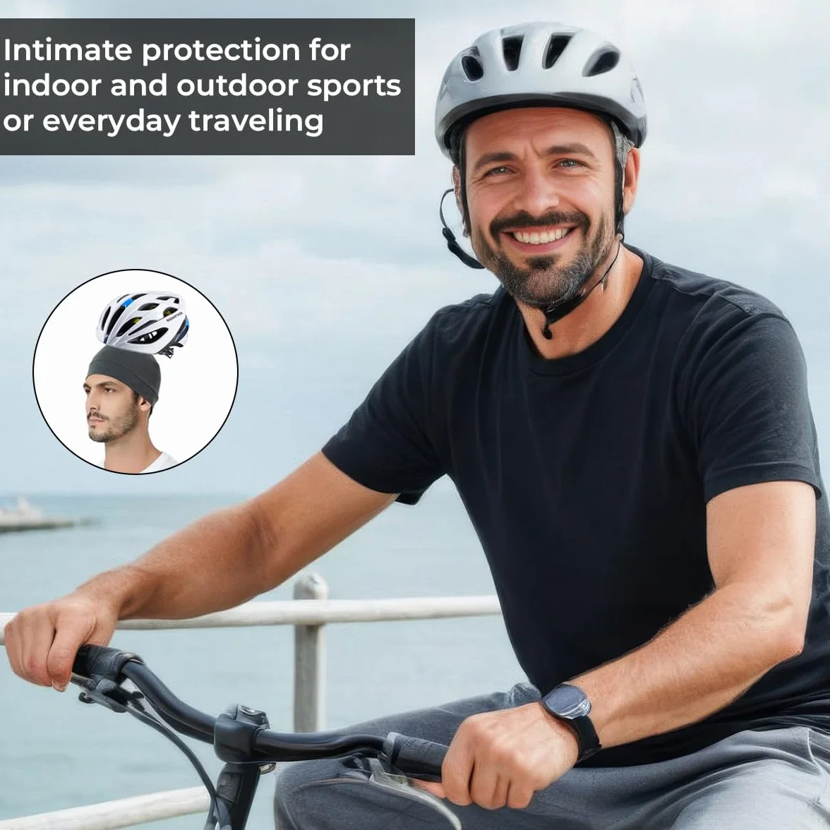 2 sztuki czarno-szarego zestawu czapek pod kask, wiatroszczelna czapka rowerowa, czapka do biegania dla mężczyzn, czapka z czaszką z bawełny, damska czapka pod kask rowerowy z bawełny, lekka i cienka