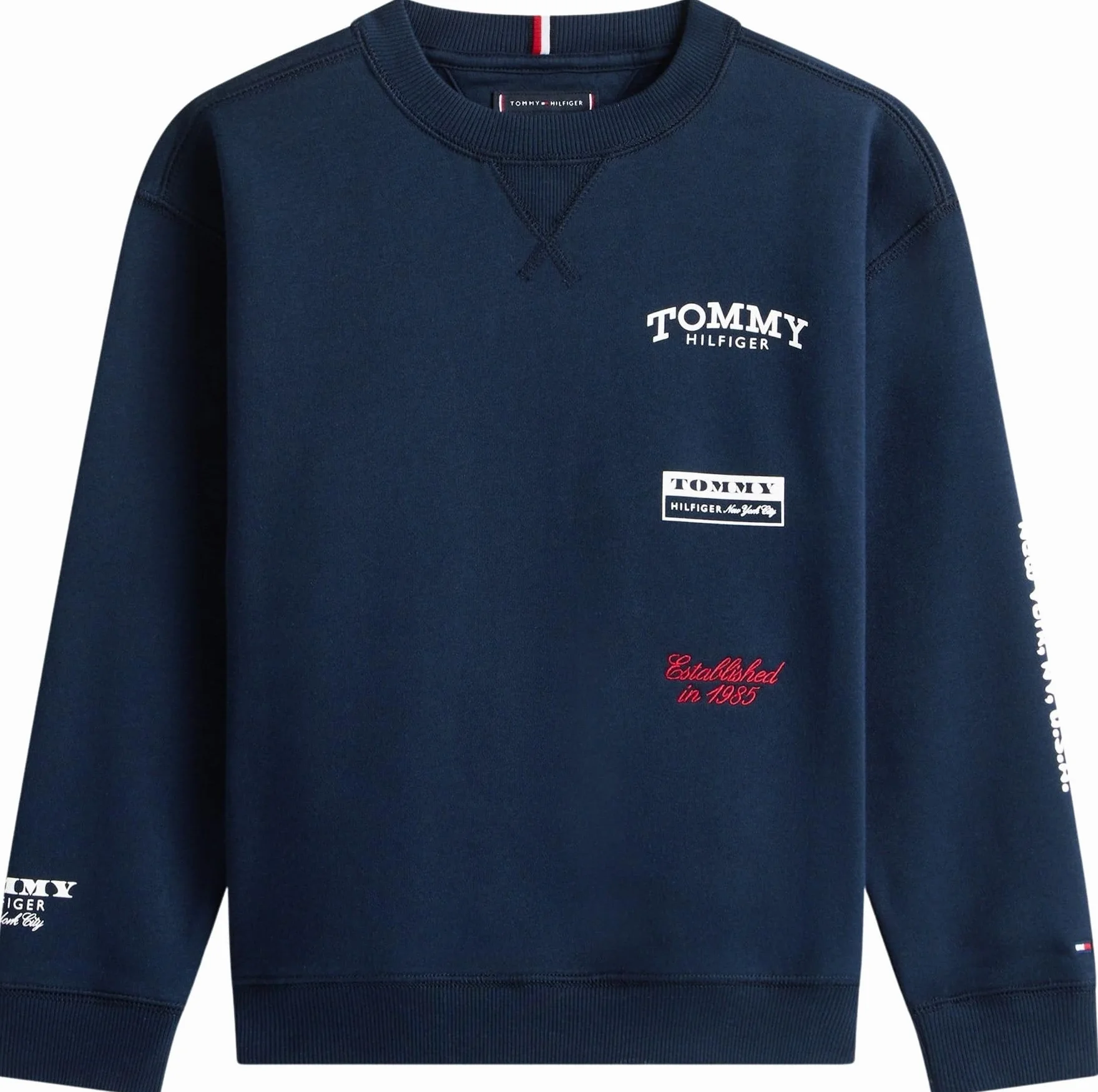 Tommy Hilfiger Bluza chłopięca MULTI PRINT C-NK KB0KB10031 Pulower, NIEBIESKA (Dark Night Navy), 14 lat, Niebieski (Dark Night Navy), 14 lat