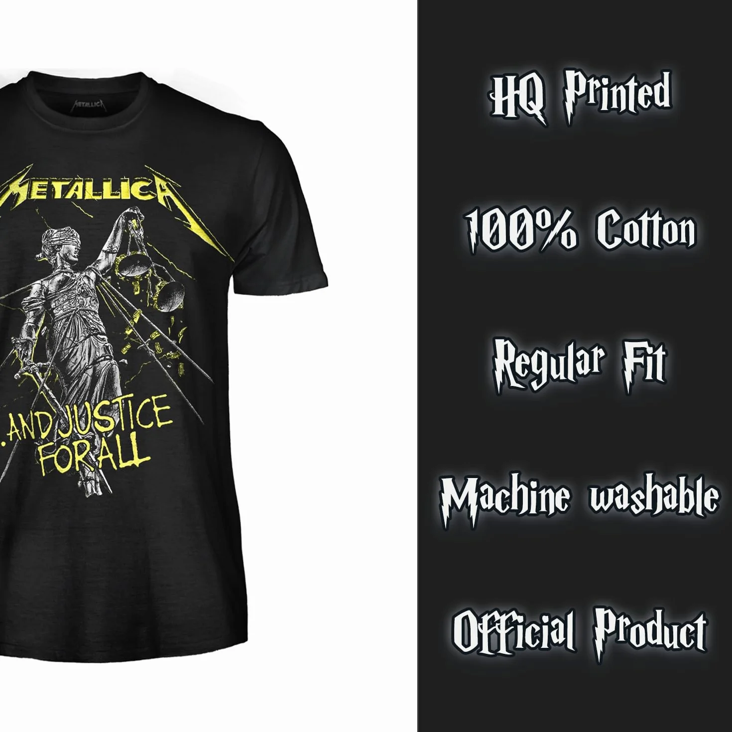 Metallica T-shirt And Justice for all. Oficjalna koszulka rockowa z zespołu Heavy Metal, koszulka unisex dla dorosłych chłopców.