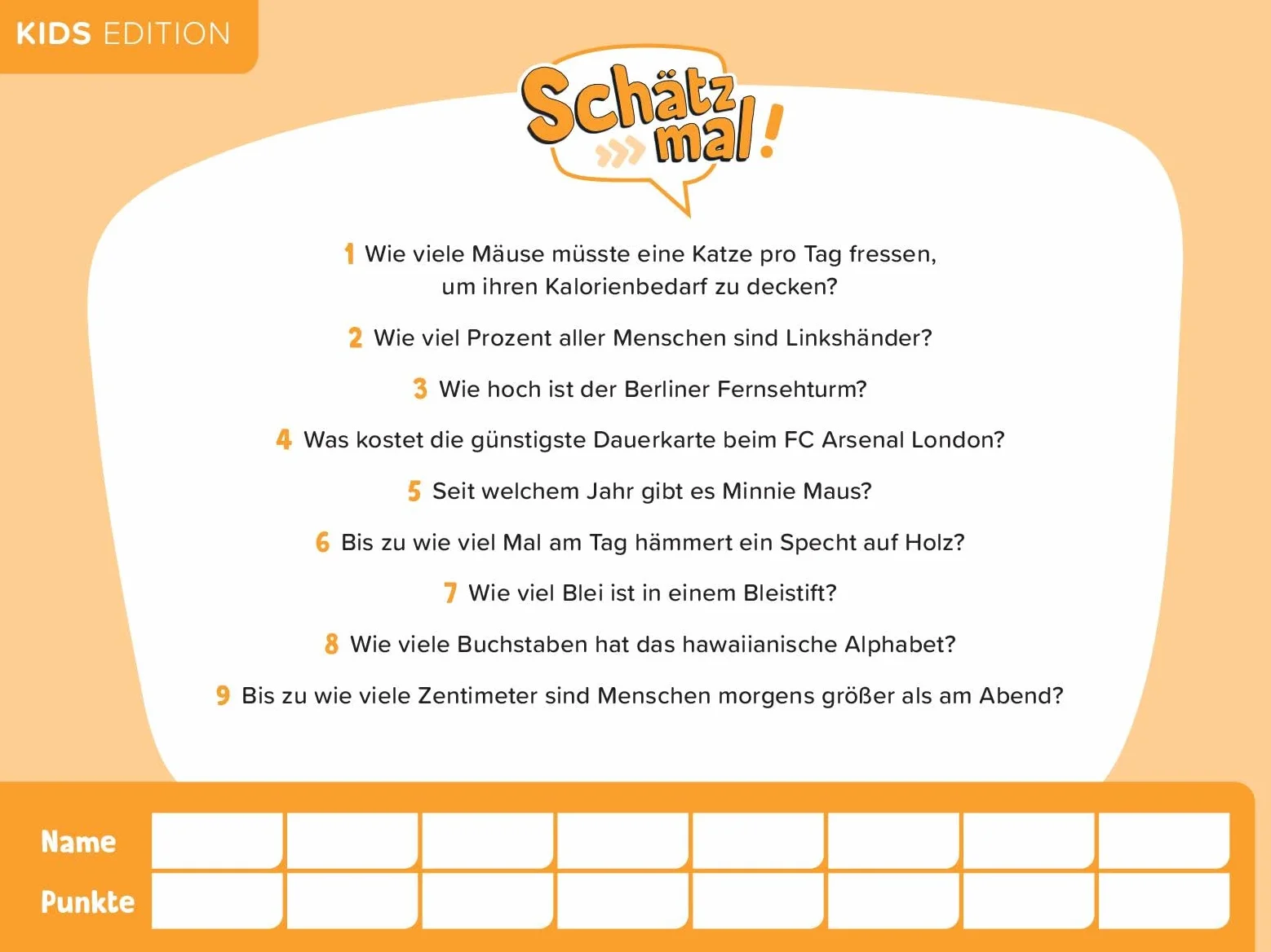 Schätz mal! Kids Edition: Das Quiz mit Lach- und Staungarantie I Ab 8 Jahre I 2-8 Spieler I Spiele-Block