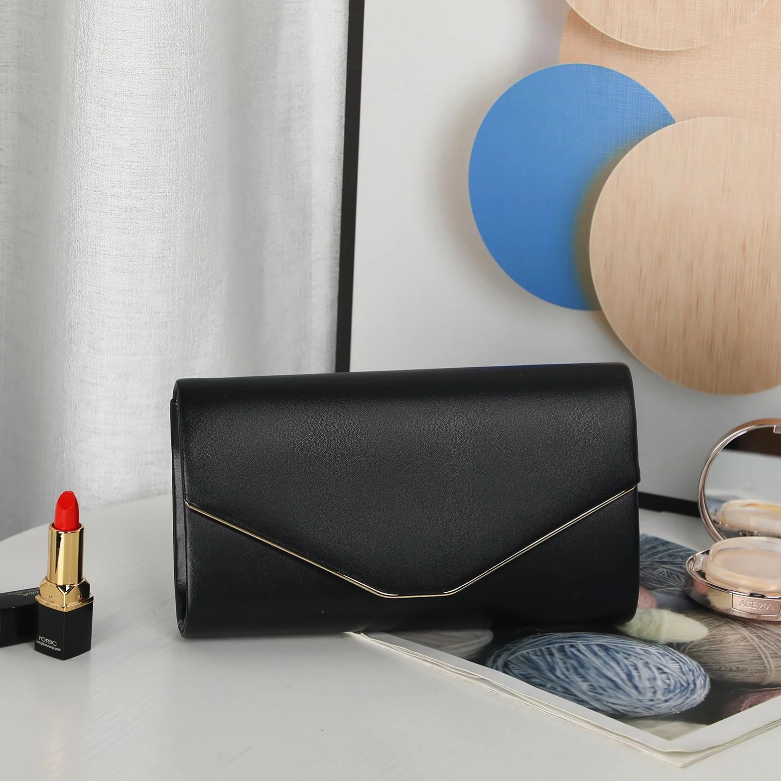 BAIGIO Kopertówka Kobiety PU Torba Wieczorowa Torba na Ramię Z Odpinanym Łańcuchem, Modna Torba Łańcuchowa, Elegancka Koperta Torba na Koniec Roku