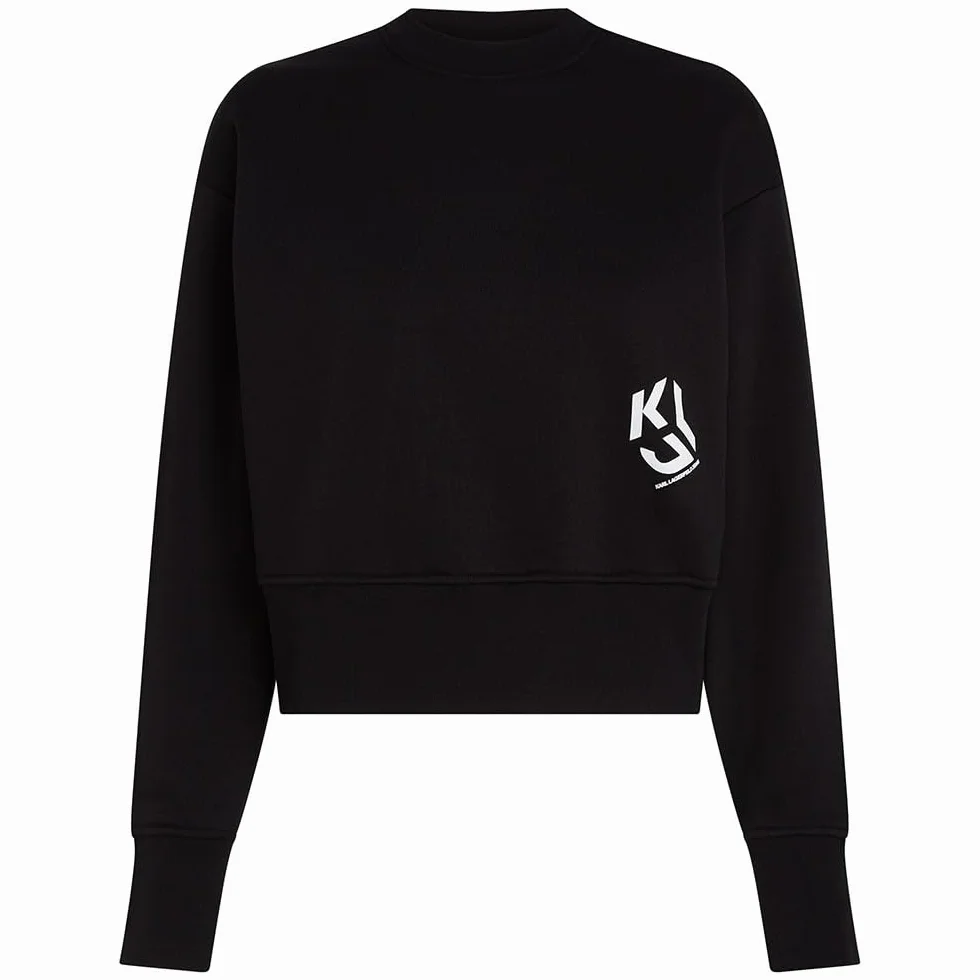 Karl Lagerfeld Jeans, Damskie, Bluza Z Logo Monogramowym, Regular Fit, Czarny, L