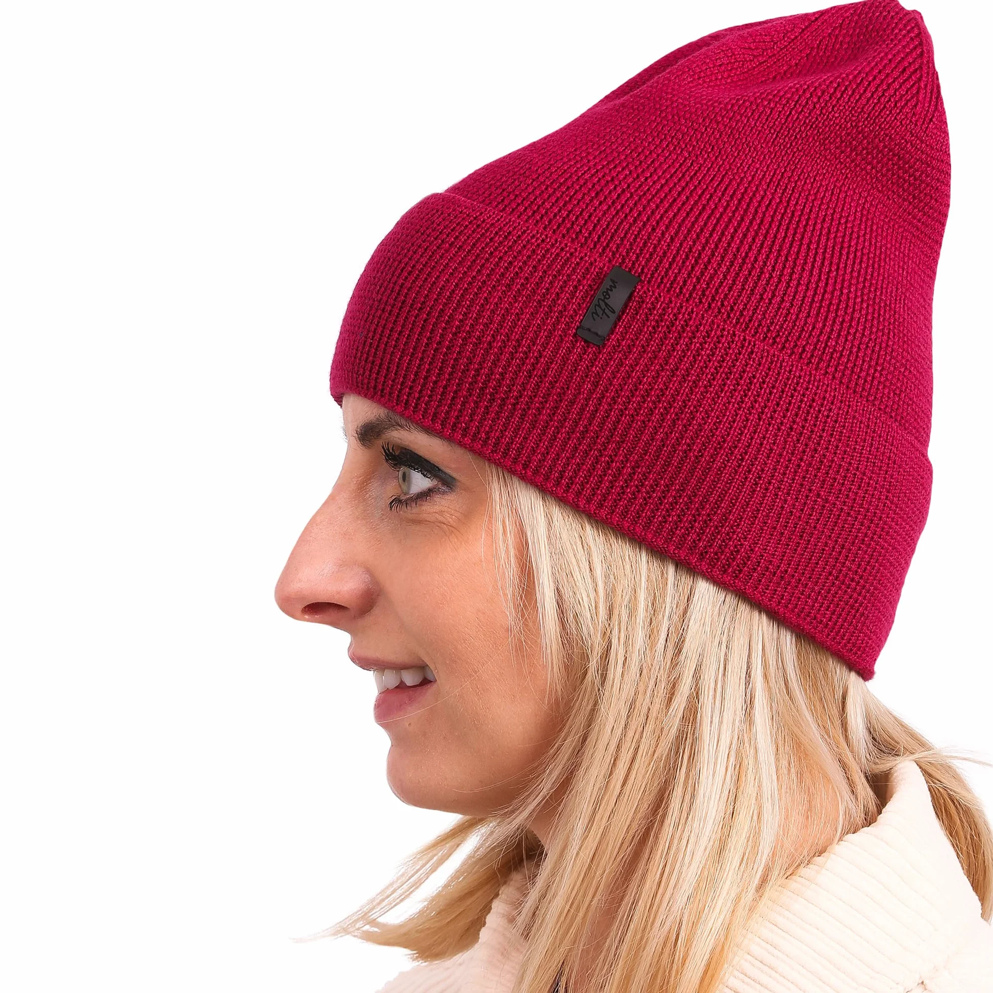 molti Damska czapka w 100% z wełny merynosów – ciepła czapka Slouch Beanie jesień/zima | oddychająca i miękka | rozmiary: 55-60 kolorów do wyboru