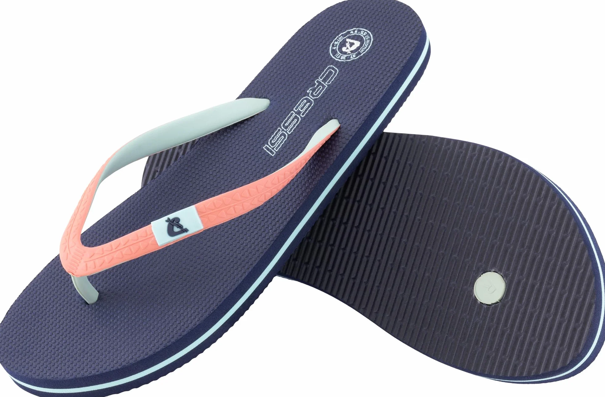 CRESSI since 1946 - St Tropez Flip Flops - Perfect for Beach, Sea, Pool, Gym, Leisure, Quick Drying, Soft Shock Absorbing, Non Slip, Navy/Pink - 39/40 EU