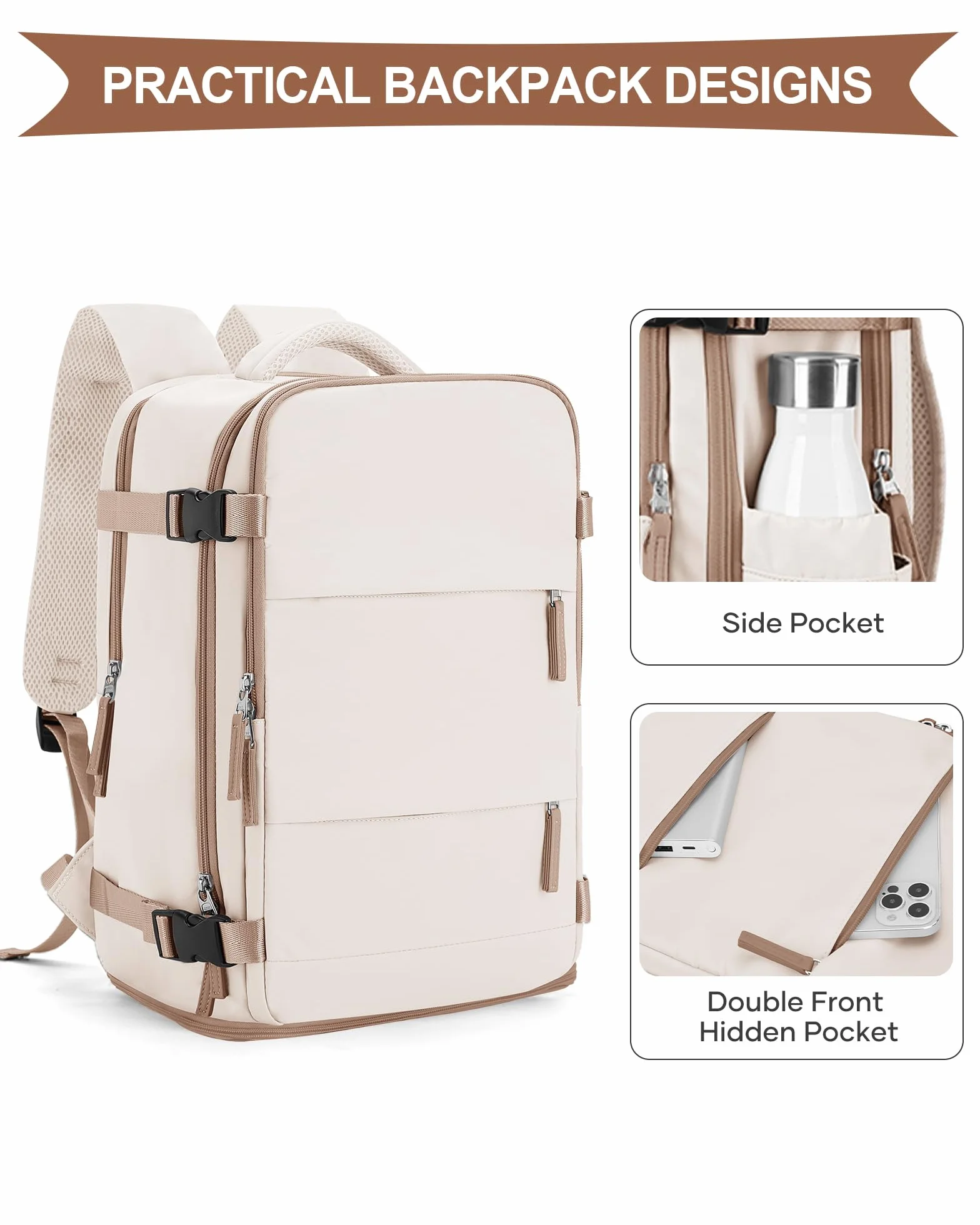 SZLX Torba Kabinowa Ryanair 40x20x25 na Bagaż Podręczny z Kieszenią na Laptopa Plecak Podróżny dla Kobiet Plecak Podróżny Easyjet Bag 45x36x20 Plecak Damski Miejski Wodoodporny Plecak Samolotowy
