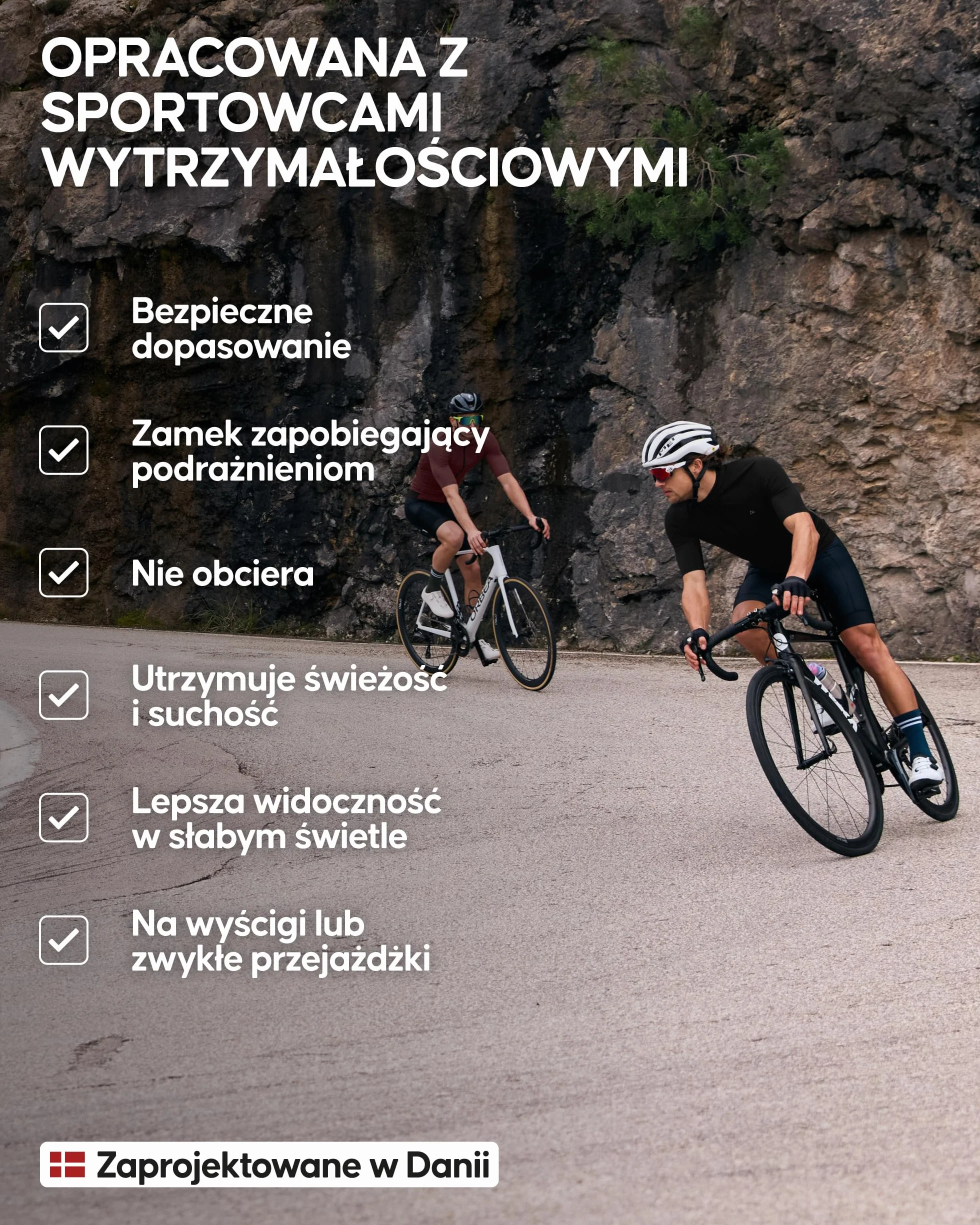 DANISH ENDURANCE Męska Koszulka Kolarska z Krótkim Rękawem do Długodystansowej Kolarki, Oddychająca Koszulka Kolarska z Zamkiem i Tylnymi Kieszeniami