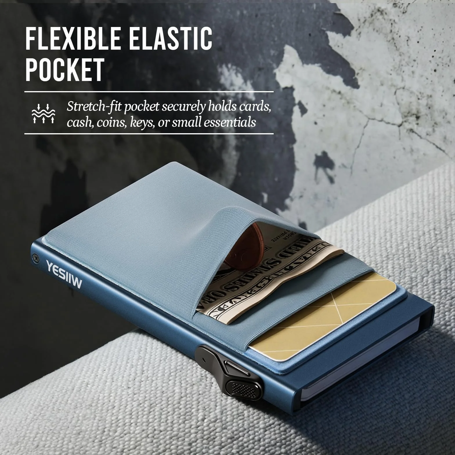 YESIIW Portfel męski mały Slim Wallet for Men, Minimalistyczny portfel z ochroną RFID, uchwyt na karty, portfel składany z kieszenią na monety, smukłe etui na karty, Minimalistyczny
