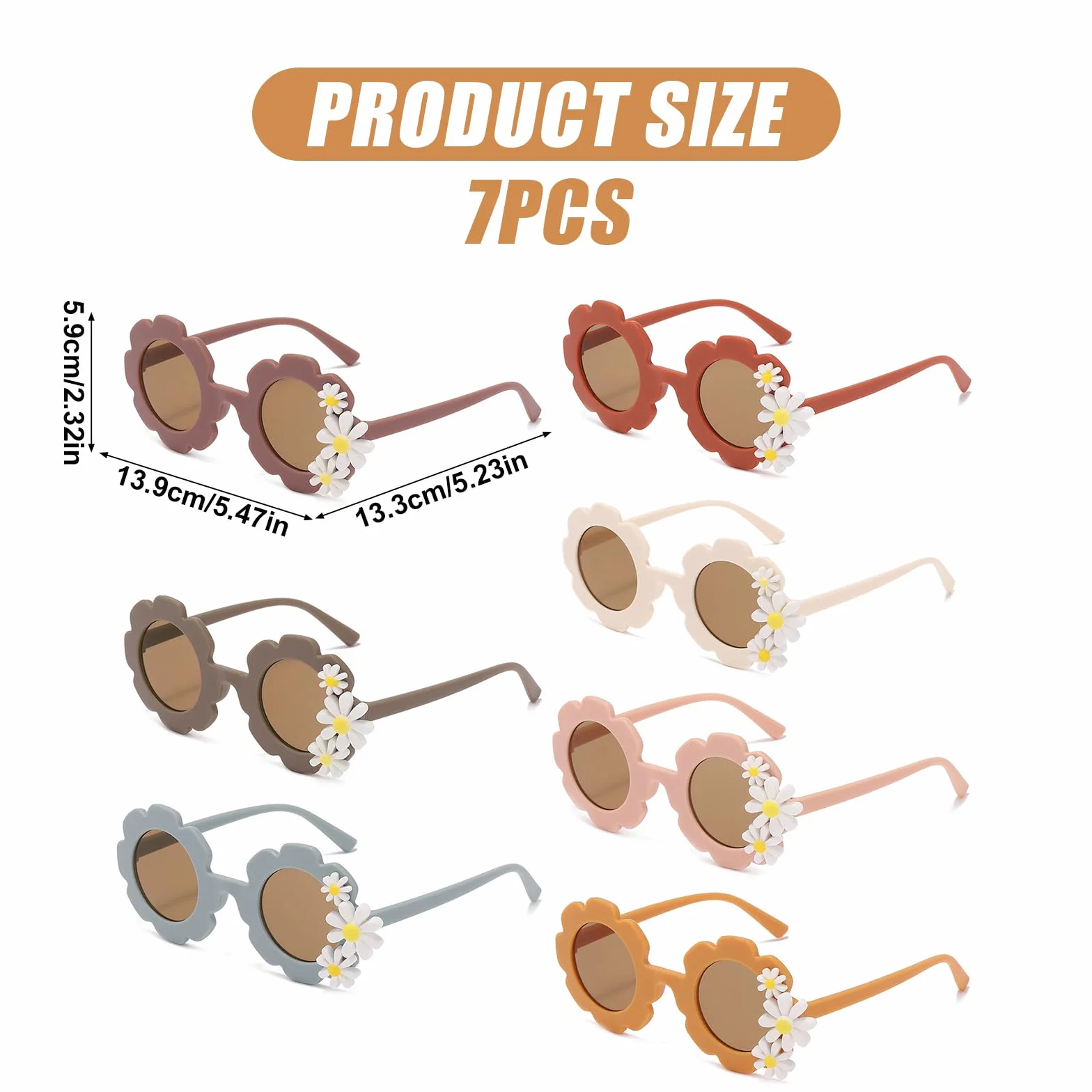 7 szt. dziecięce okulary słonecznikowe, modne okulary przeciwsłoneczne dla dzieci, okrągłe okulary przeciwsłoneczne dla chłopców i dziewcząt, okulary przeciwsłoneczne dla dzieci na zewnątrz,