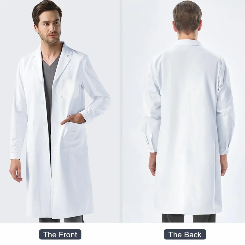 AUYAO Płaszcz Laboratoryjny, Damski i Męski, Biały, Bawełniany i Poliestrowy, Płaszcz Medyczny i Naukowy, Unisex i Dorosły, Labcoat Chemiczny i Laboratorium, Jedzenie i Odzież Robocza