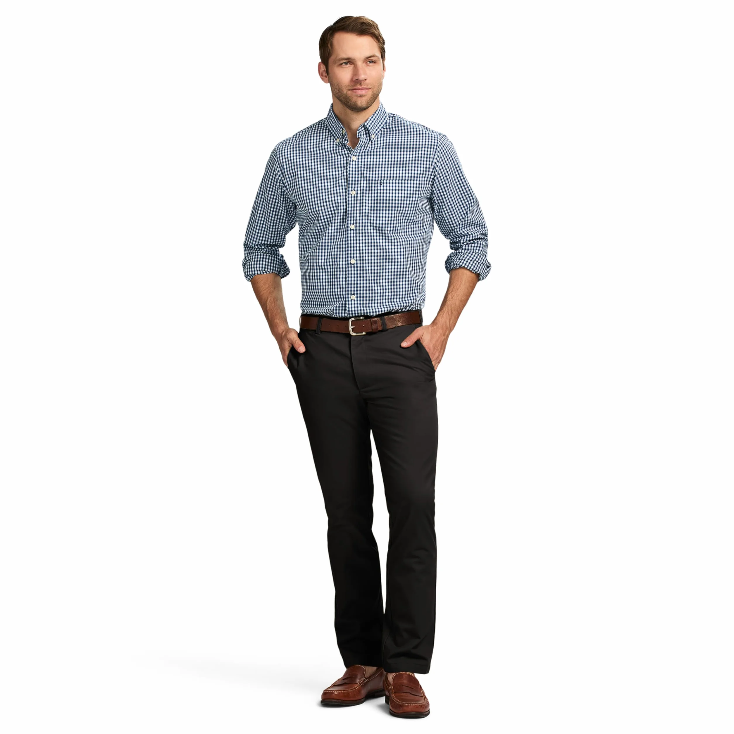 Izod American Chino Flat Front Straight Fit Pant - Nieformalne spodnie Mężczyźni