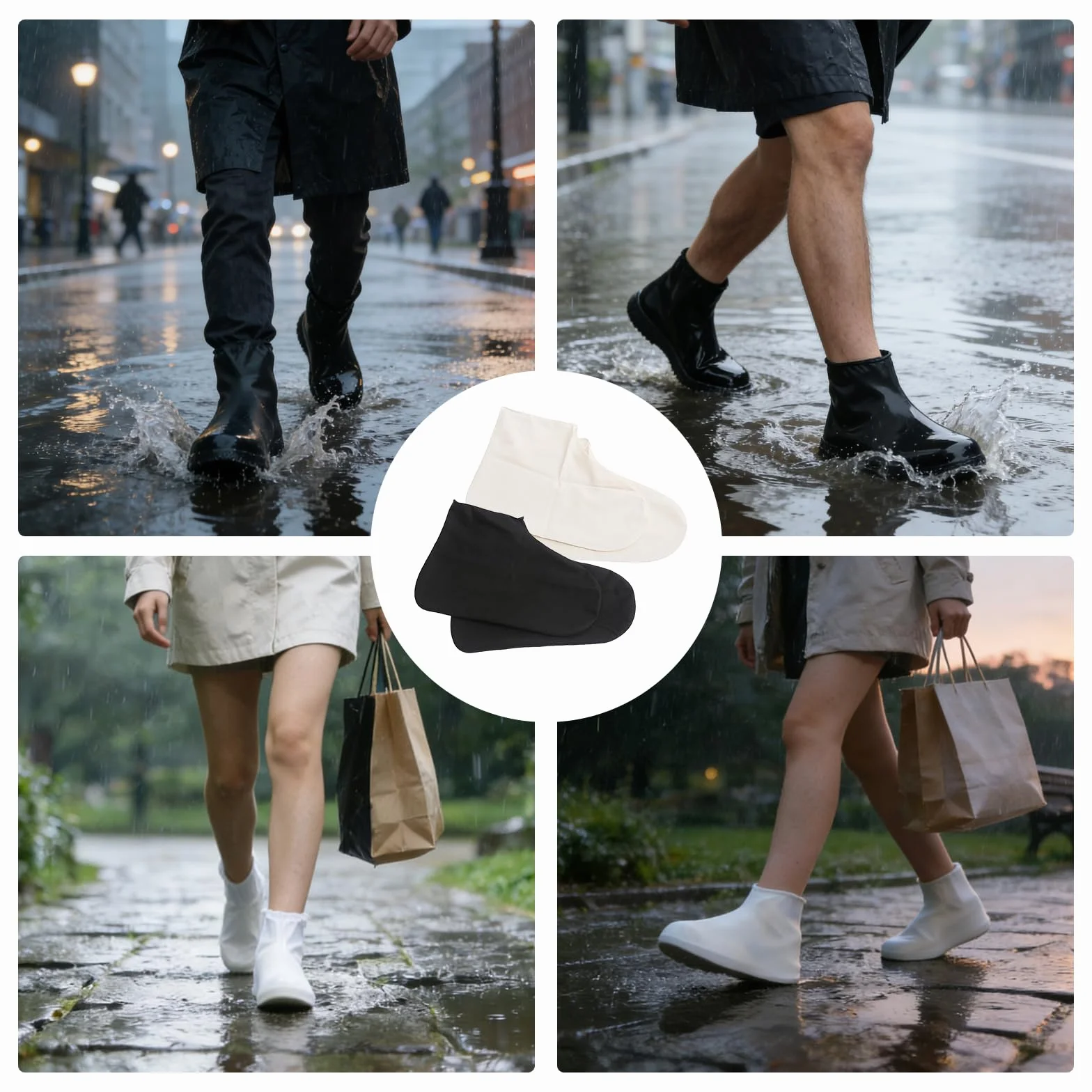 Ochraniacz na buty, 4 pary ochraniaczy na buty, wodoszczelne, przeciwdeszczowe ochraniacze na buty, przeciwdeszczowe, buty rowerowe, dla mężczyzn i kobiet