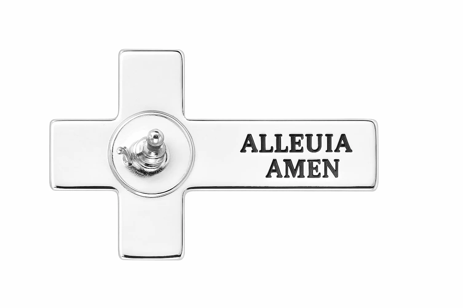 Zestaw dwóch złotych i srebrnych szpilek z krzyżem chrześcijańskim | Katolicki metalowy grawerunek laserowy w kolorze złotym | Katolicka przypinka do klapy religijnej, broszka dla mężczyzn i kobiet