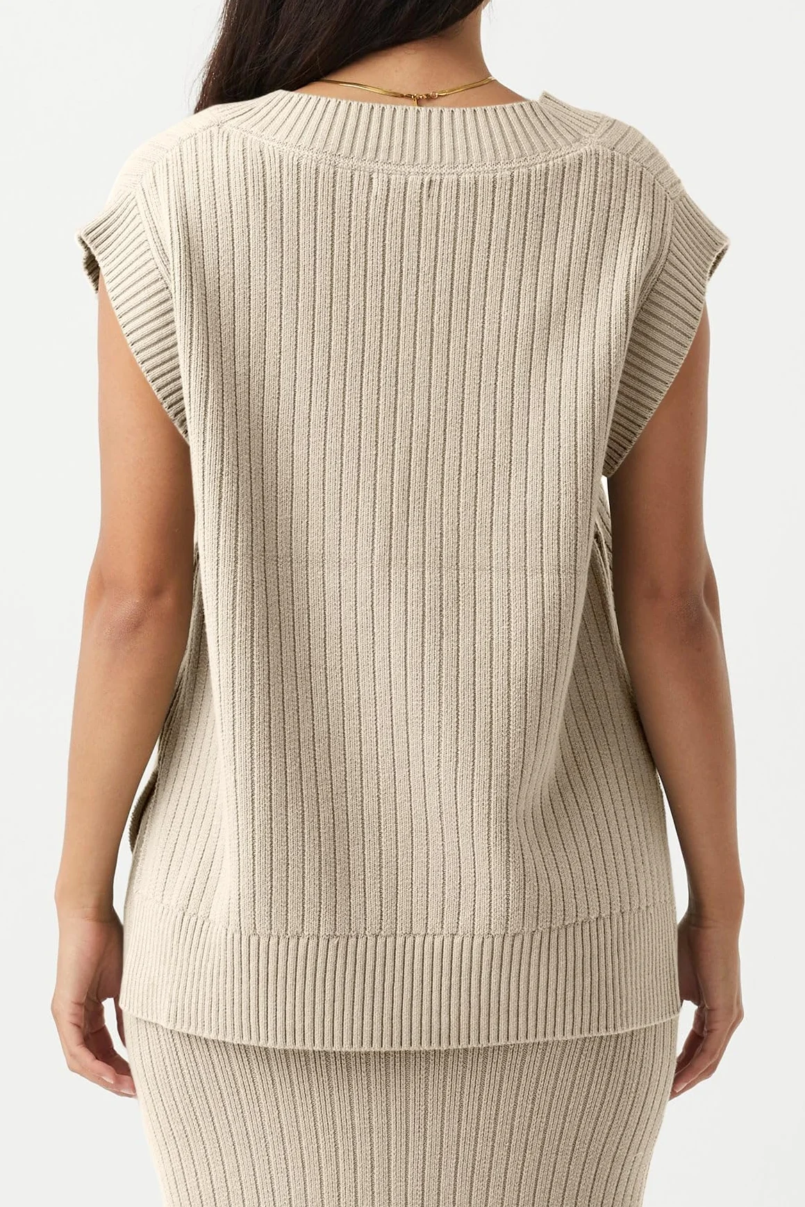 Saodimallsu Damski sweter z dekoltem w serek, oversize, bez rękawów, lekki i elegancki letni sweter