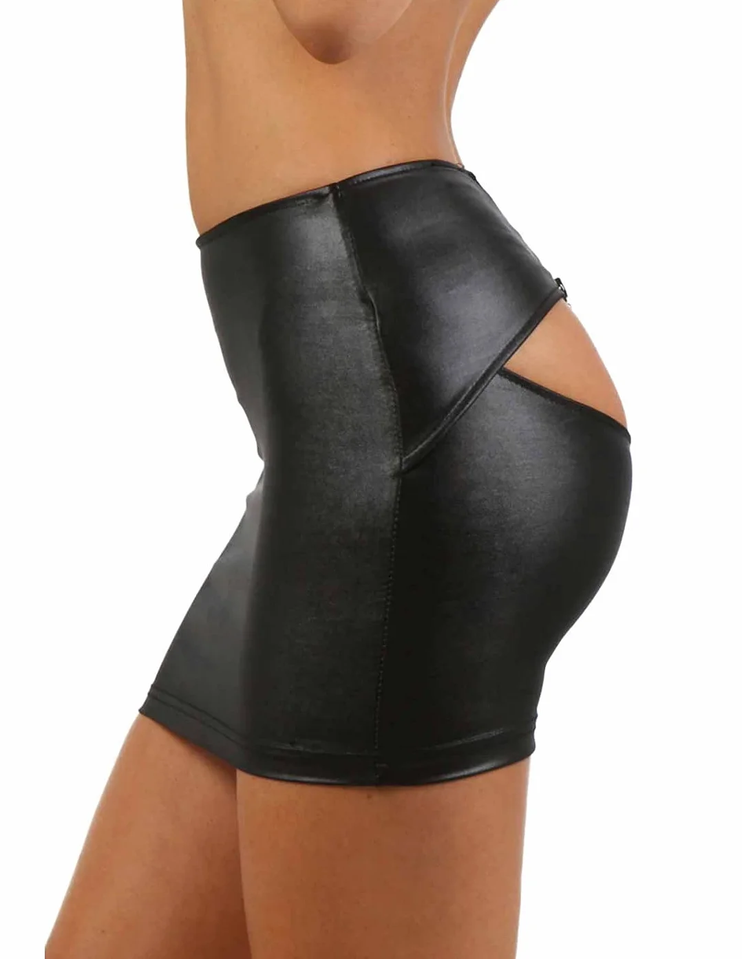 Miss Noir Damska seksowna mini spódniczka Wetlook (S-3XL) o wyglądzie skóry PVC krótka odzież imprezowa klubowa, XL
