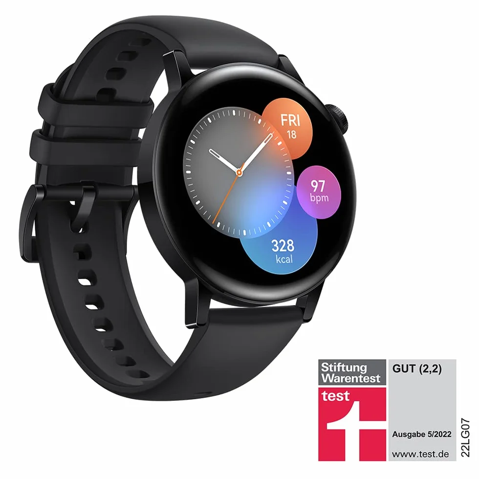 HUAWEI Smartwatch Watch GT 3 42 mm, długi czas pracy baterii, monitorowanie SpO2, dokładny monitoring tętna, 100+ trybów treningowych, połączenia Bluetooth,czarny