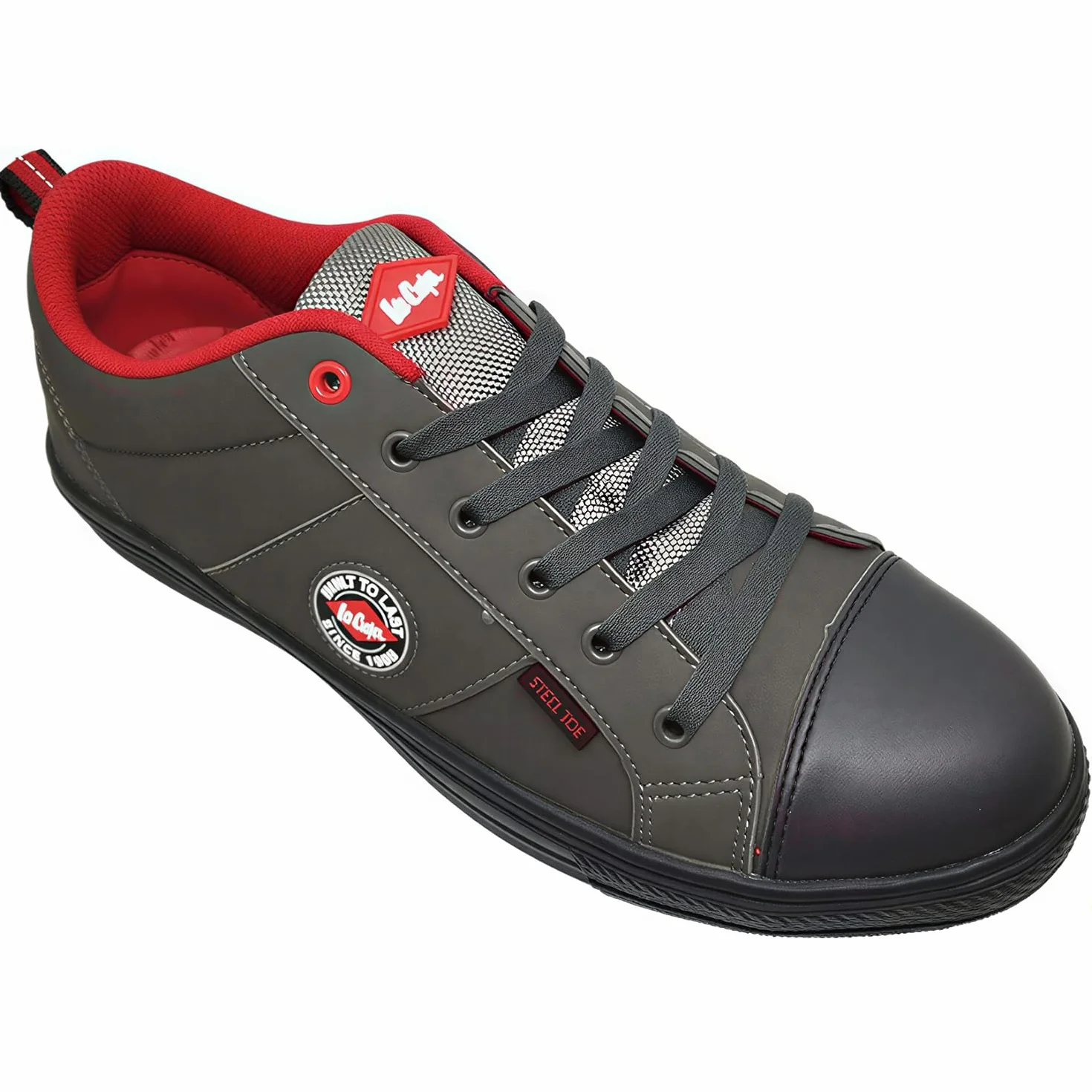 Lee Cooper ‎LCSHOE054 Unisexowe obuwie ochronne robocze SB/SRA w stylu retro baseball nowoczesny design buty robocze BHP, Szary, 36 EU
