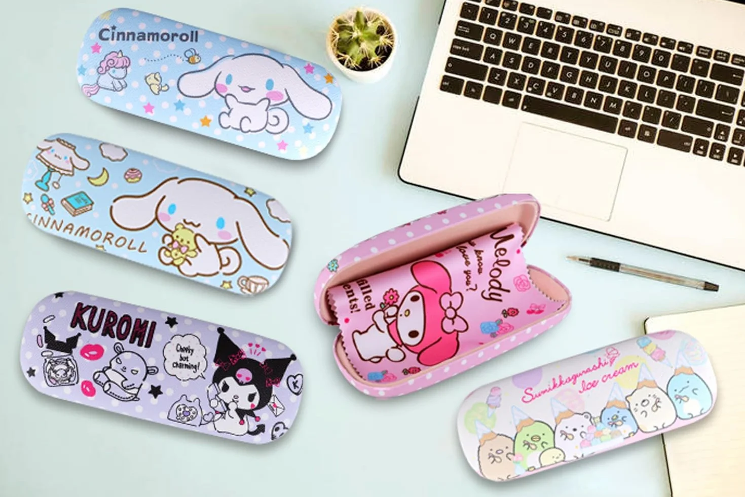Roffatide Anime różowy kreskówka etui na okulary twarda obudowa na okulary z ściereczką do okularów przenośne ochronne pokrowiec na okulary dla chłopców dziewcząt