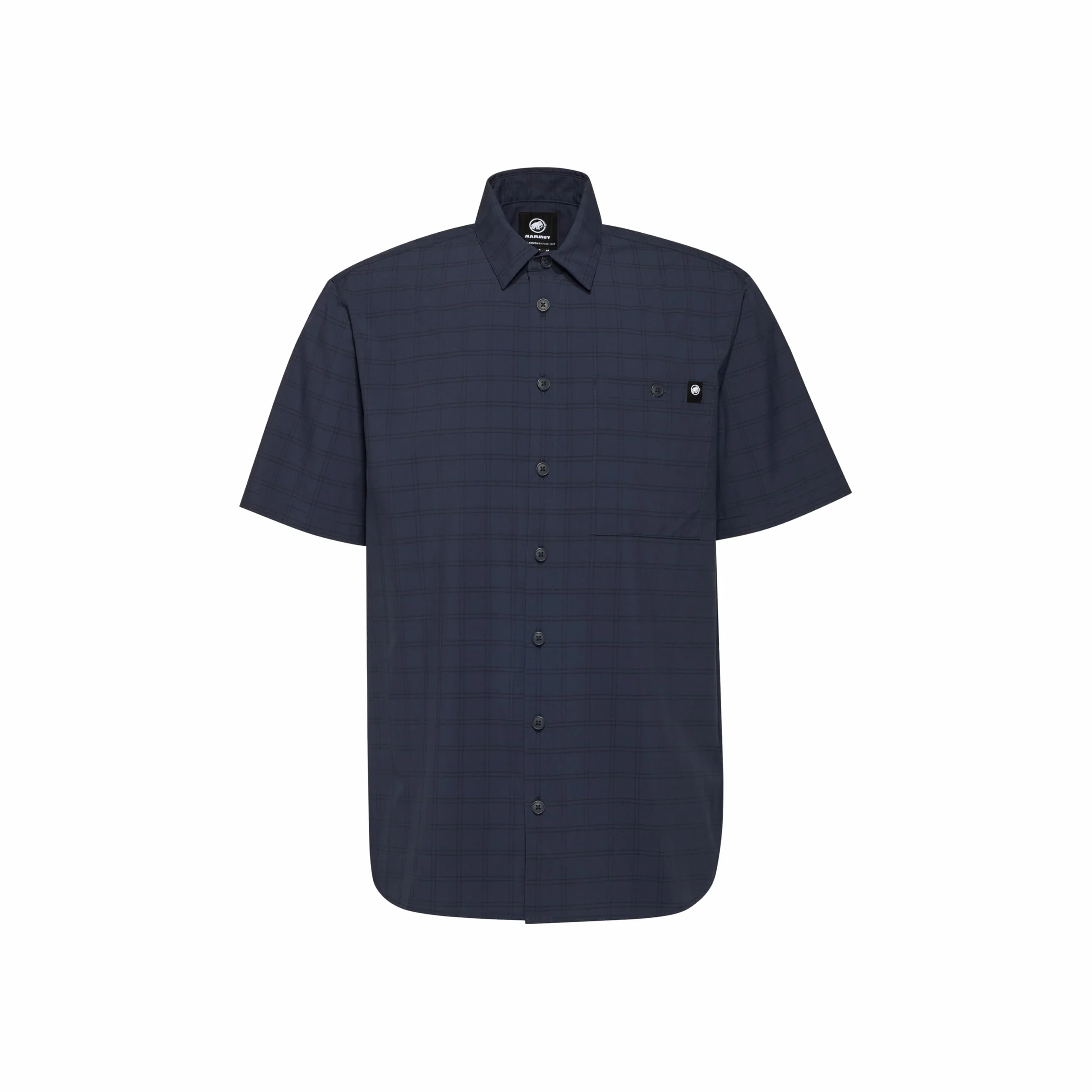 Mammut Lenni Shirt Men – Koszula Trekkingowa Męska | Krótki Rękaw, Ochrona UV, Szybkoschnąca i Oddychająca | Rozmiar XL, Granatowy-czarny