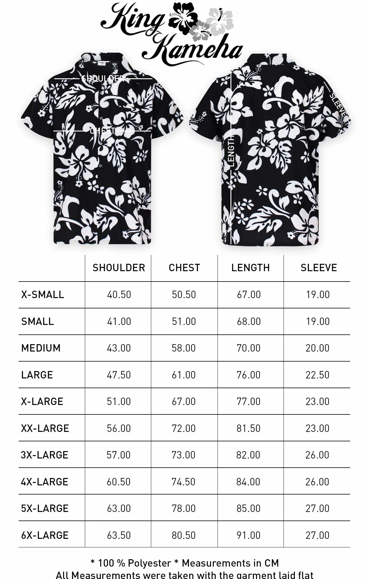 King Kameha Koszula hawajska męska Funky Casual kołnierz, kieszeń na piersi, uniseks, krótki rękaw, hibiskus, czarny i biały, 4XL