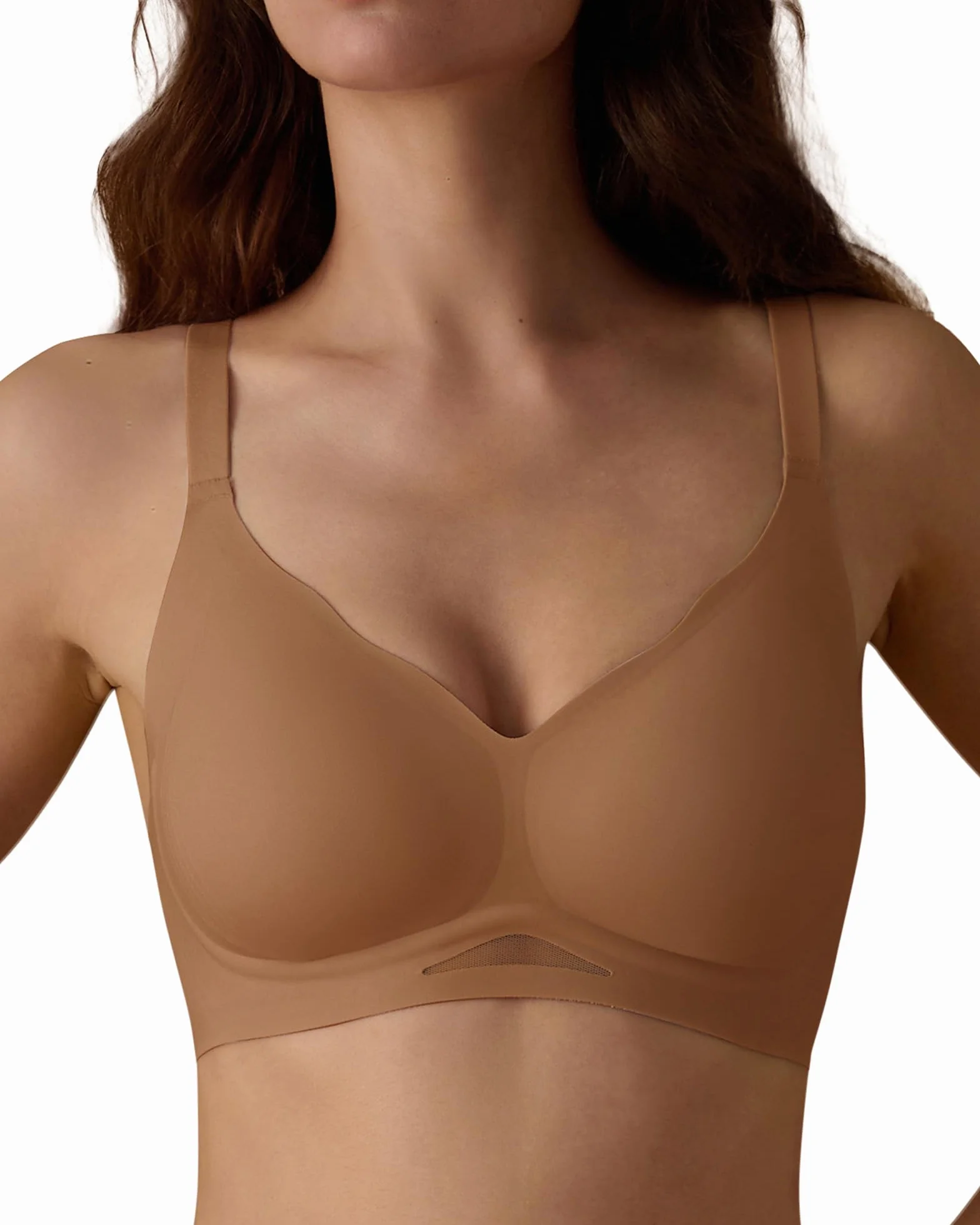 SHARICCA Damski biustonosz bez fiszbin, wygodny, bezszwowy biustonosz, T-shirt, push up, dekolt w serek, miękki, wyściełany biustonosz bezszwowy, z regulowanymi ramiączkami