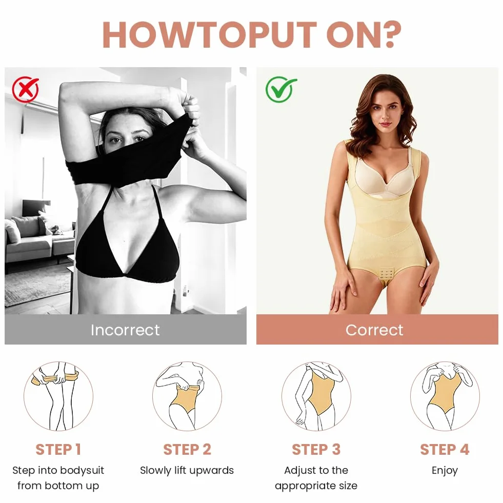 DiULi Damskie body modelujące brzuch, płaskie, modelujące ciało, dekolt w kształcie litery U, biustonosz podtrzymujący klatkę piersiową, oddychająca siateczka, opaska na głowę, wyszczuplający