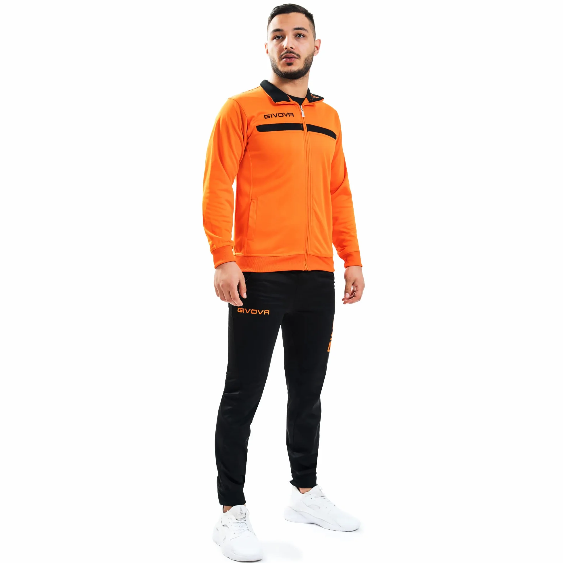 Givova, TT012 Kombinezon Givova z pełnym zamkiem błyskawicznym, pomarańczowy/czarny, 3XL