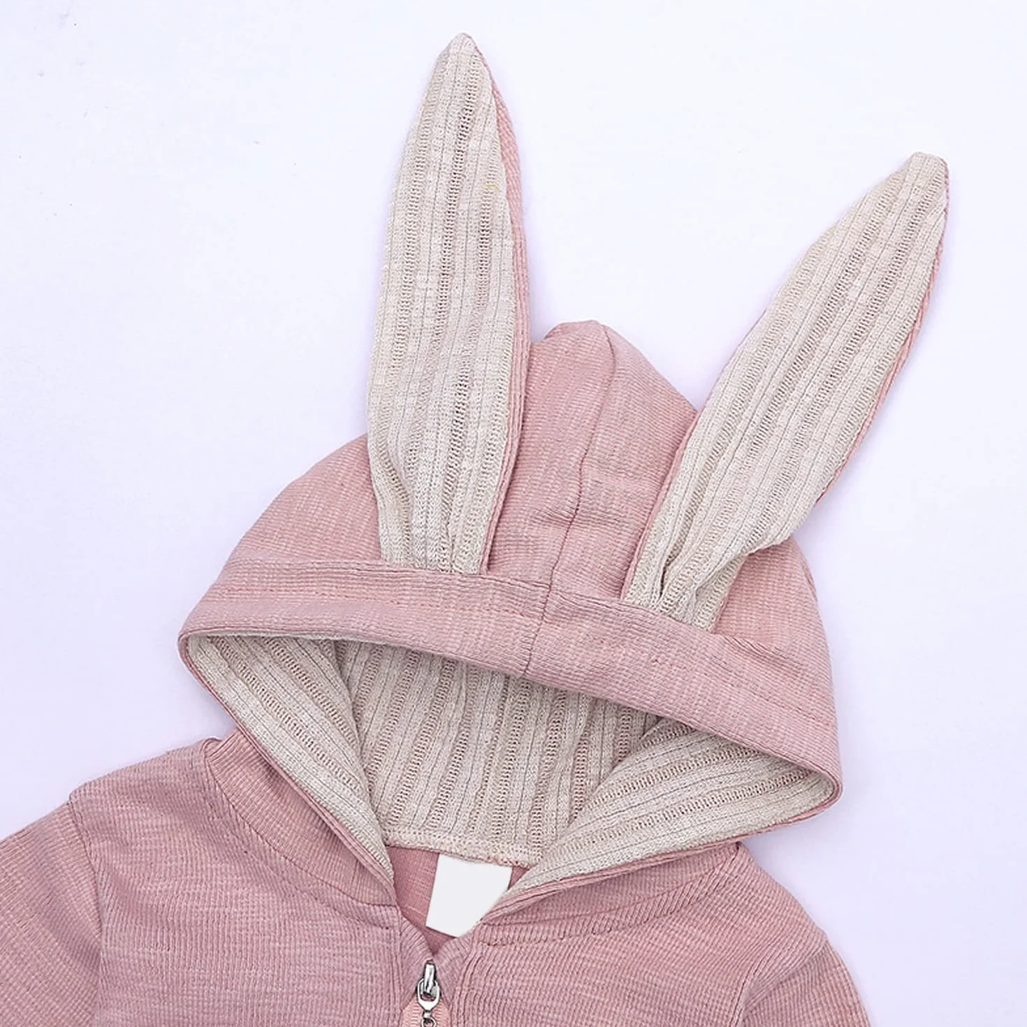Maluch Unisex Baby Onesies Bawełniane Pajacyki Ucho Królika Z Długim Rękawem Zipper Romper Bunny Piżamy dla 0-18M Dziecka
