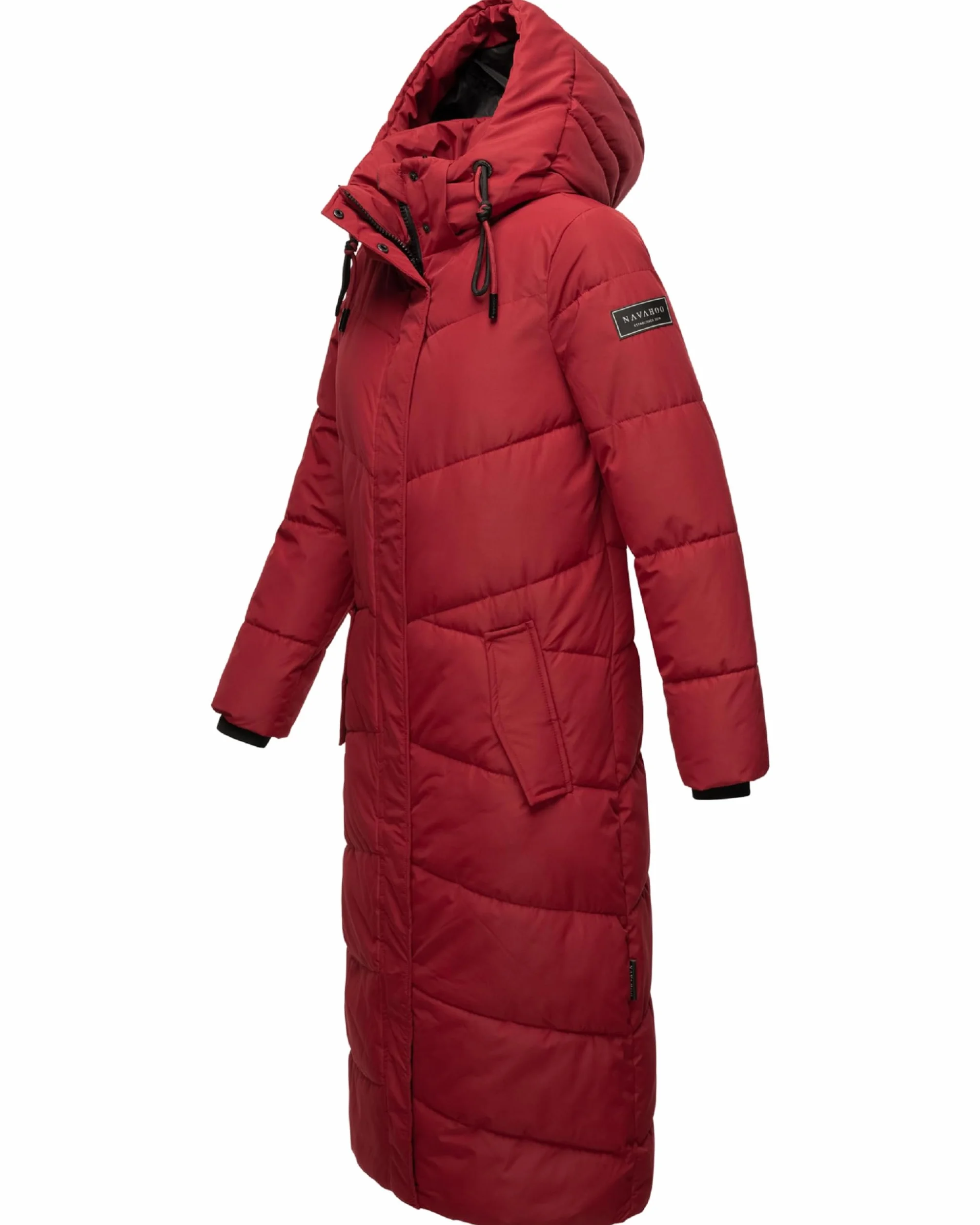 Navahoo Damski płaszcz zimowy, pikowany, bardzo długi, ze zdejmowanym kapturem, przyciąga wzrok XIV XS-XXL
