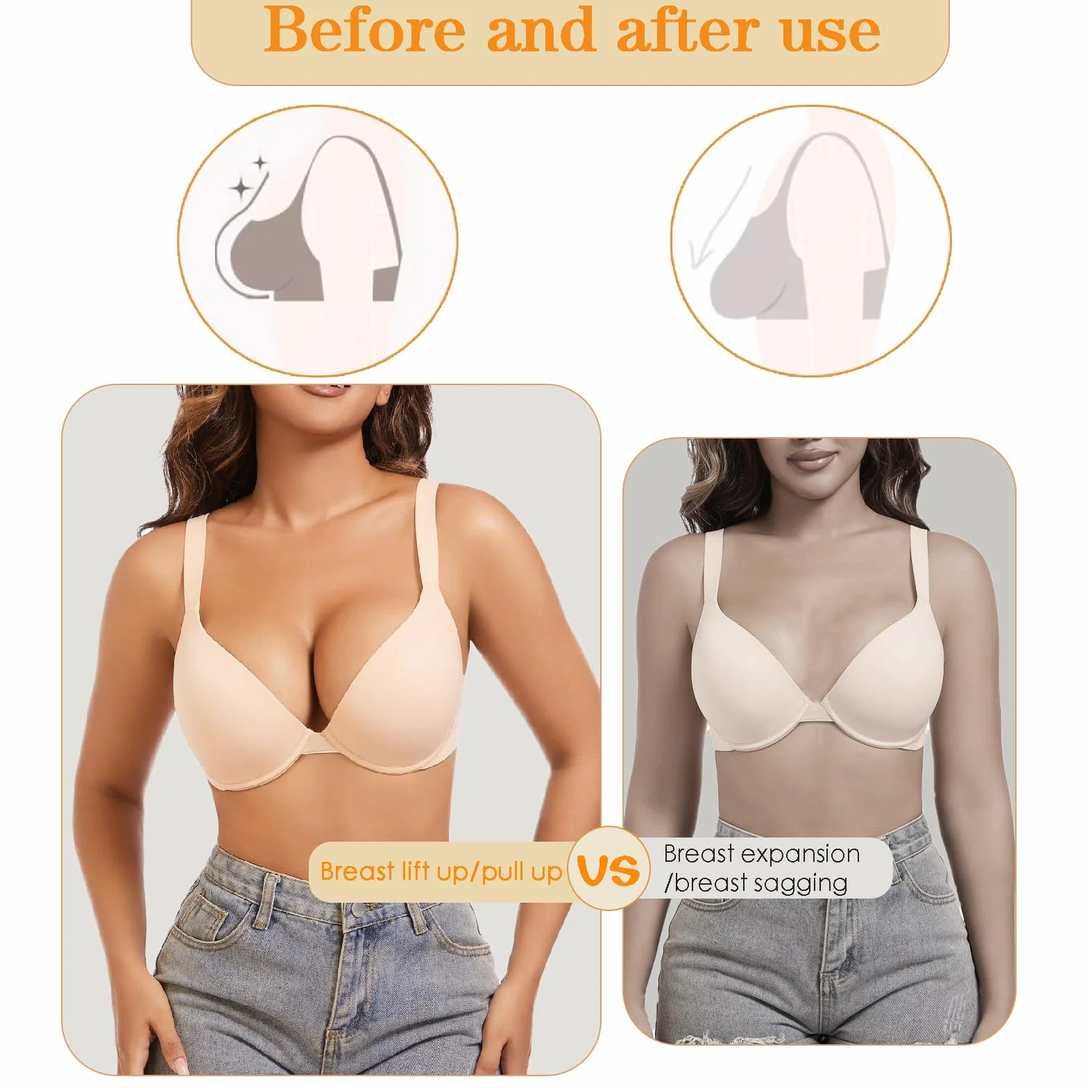 Samoprzylepne silikonowe wkładki do biustonosza - Push Up Booster Pads Enhancer, filet z kurczaka, wkładki do biustonoszy, bikini i strojów kąpielowych, 2 szt