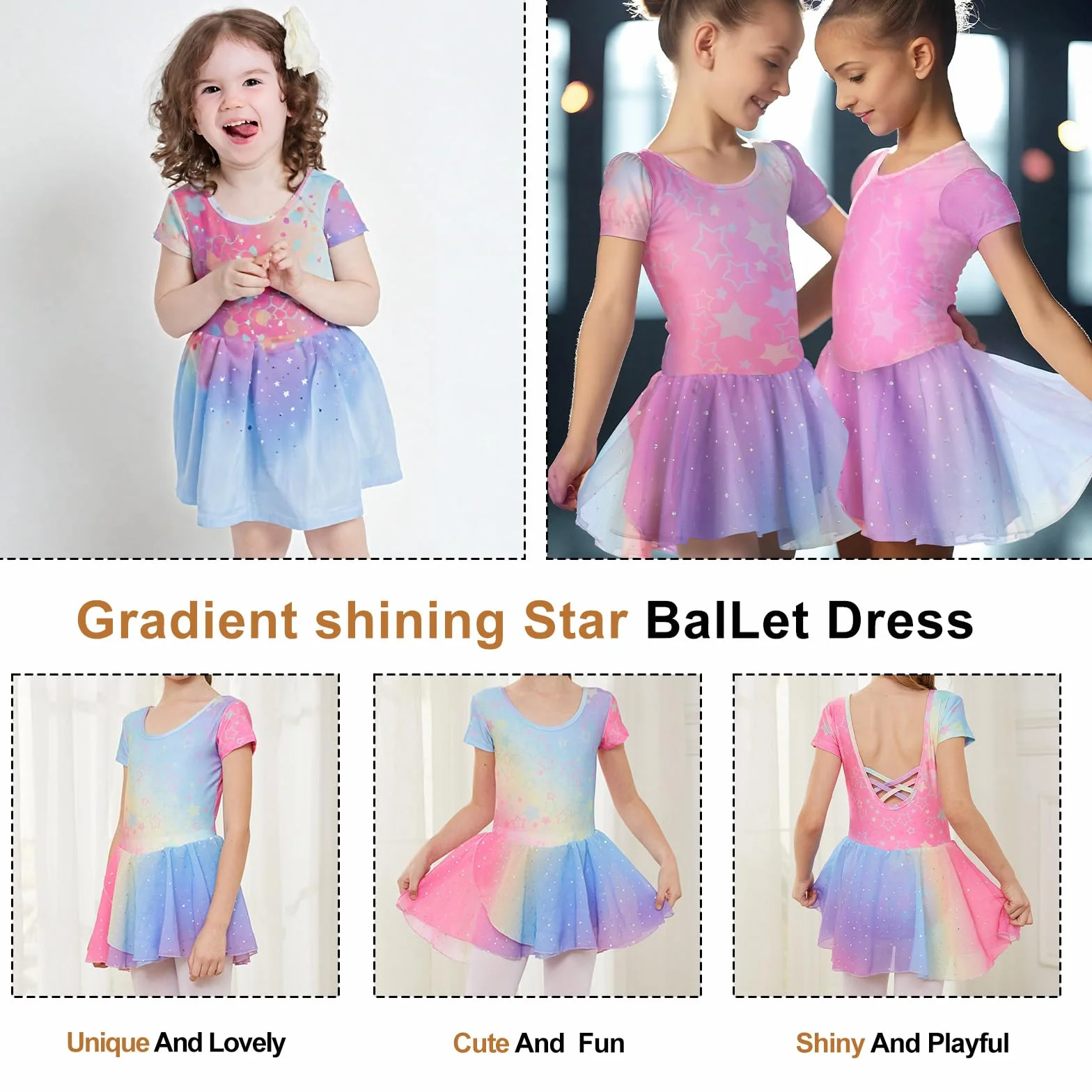 Dziewczęca sukienka baletowa z krótkim rękawem baletowa Leotard sukienka do tańca Tutu Body Gimnastyka ze spódnicą Shinny Szyfonowa